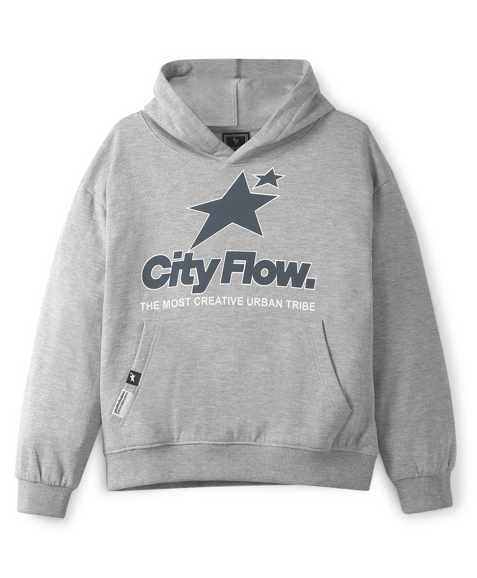 ALAN JONES Cotton Blend Knit Full Sleeves City Flow Text Printed Light Winter Oversized Hoodie - Melange Grey-picture-13