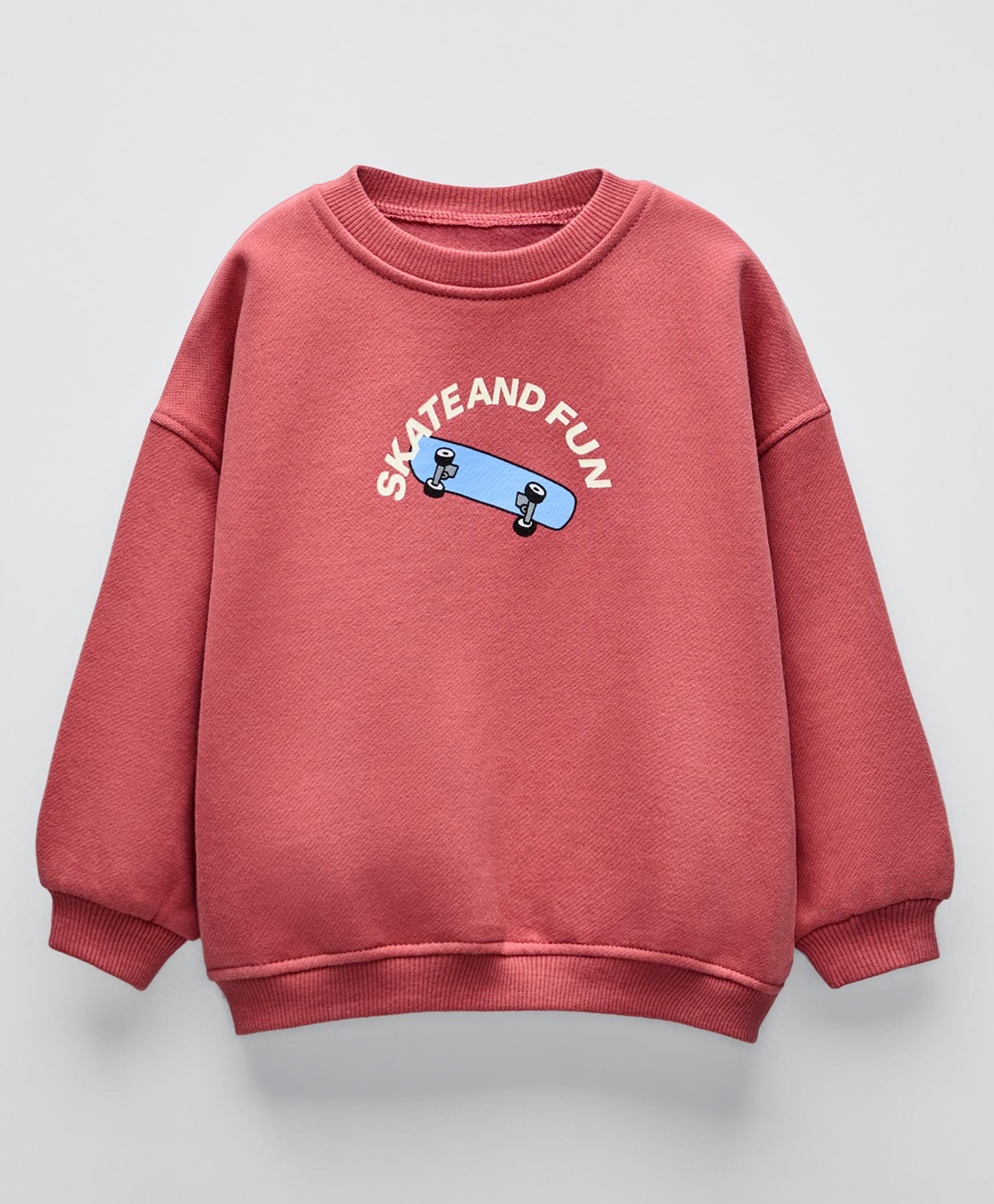 ALAN JONES Cotton Blend Knit Full Sleeves Skate And Fun Text Printed Light Winter Oversized Sweatshirt - Pink-picture-36