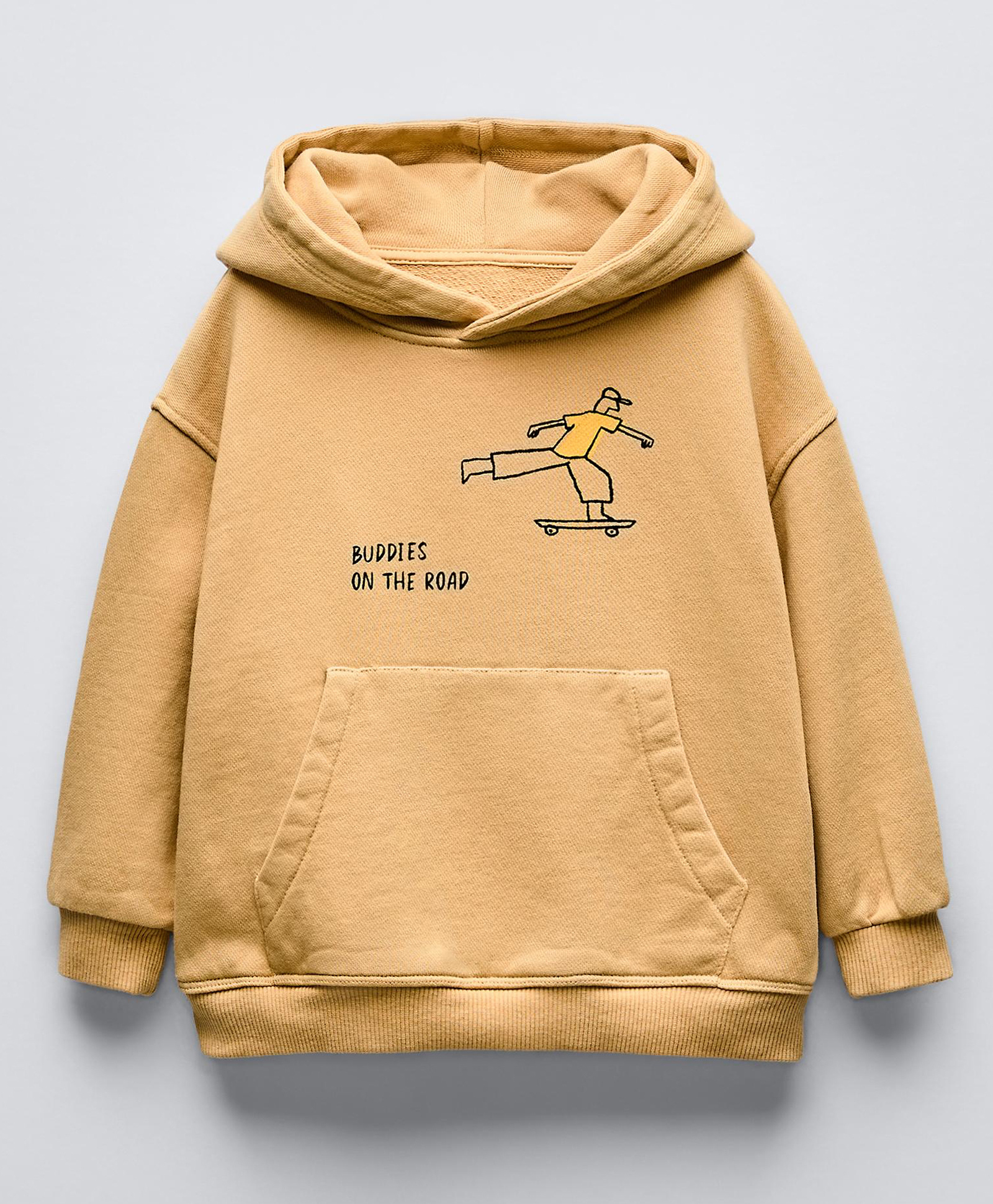 ALAN JONES Cotton Blend Knit Full Sleeves Typography Printed Light Winter Oversized Hoodie - Beige-image-39