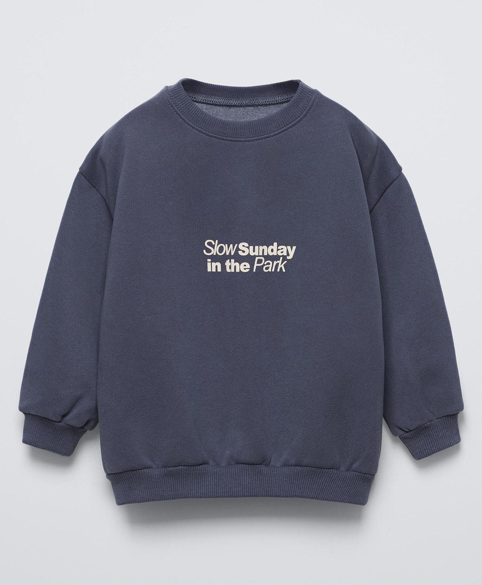 ALAN JONES Cotton Blend Knit Full Sleeves Typography Printed Light Winter Oversized Sweatshirt - Slate Blue-image-26