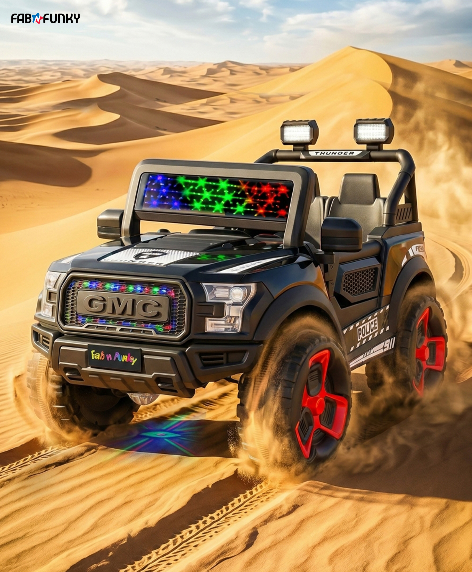 4x4 Battery Operated Ride on Jeep with LED Lights -Black| Rechargeable Battery| Openable Doors| Built-in Music & AUX| Remote Control| Forward Reverse & Swing| Indoor Outdoor Toy-image-44
