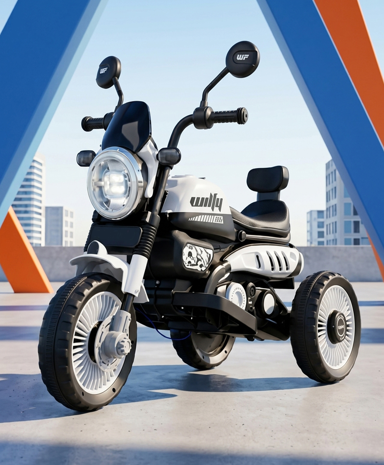 fab n funky Baby Wilfy Three Wheel Battery Operated Ride on Bike with Music & Lights - White| Pre-loaded Music with USB & AUX| Easy to Assemble| Comfortable Seat| Easy to Operate| Toy for 2+ yrs Boys & Girls-picture-28