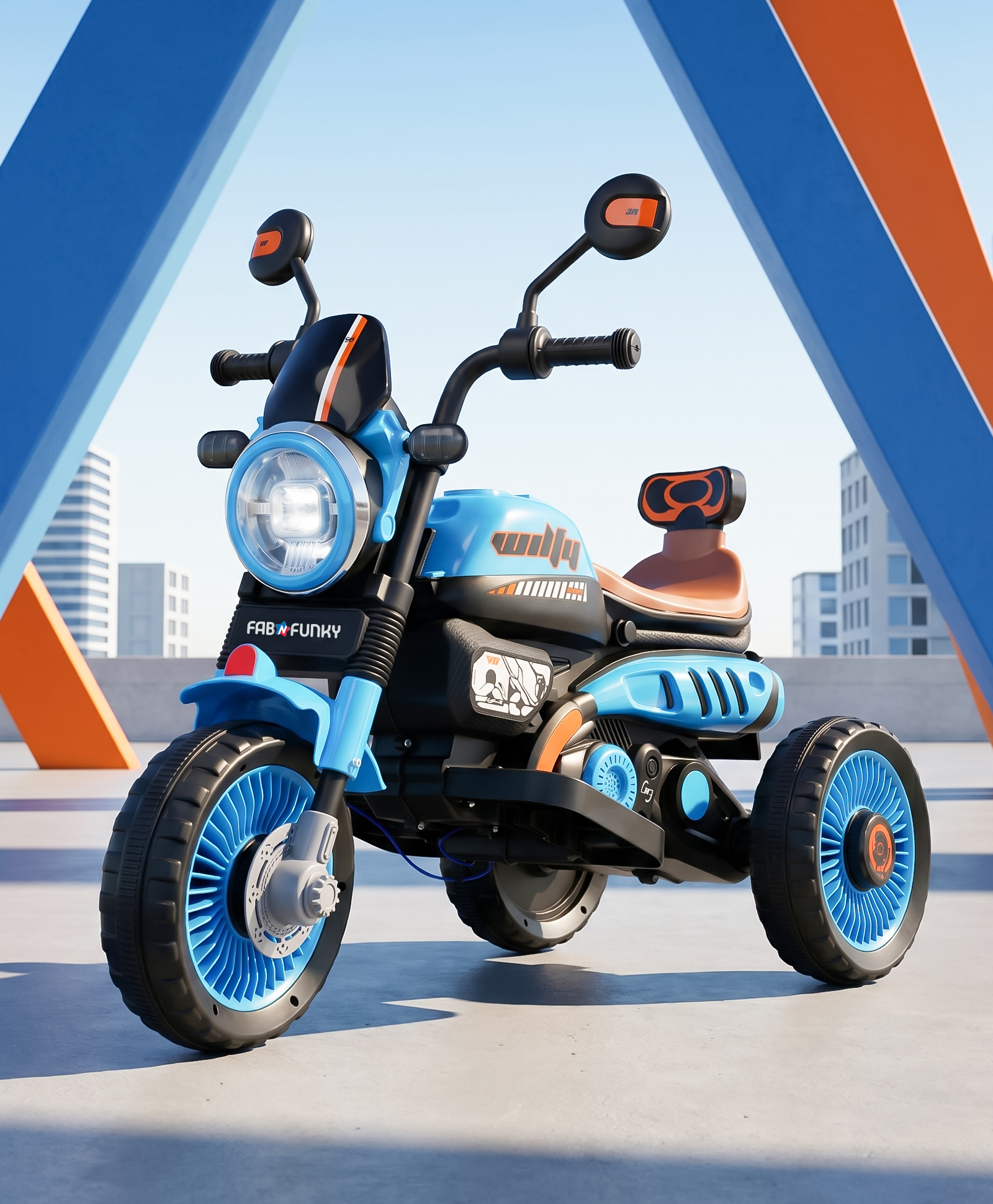 Baby Wilfy Three Wheel Battery Operated Ride on Bike with Music & Lights - Blue| Pre-loaded Music with USB & AUX| Easy to Assemble| Comfortable Seat| Easy to Operate| Toy for 2+ yrs Boys & Girls-image-39