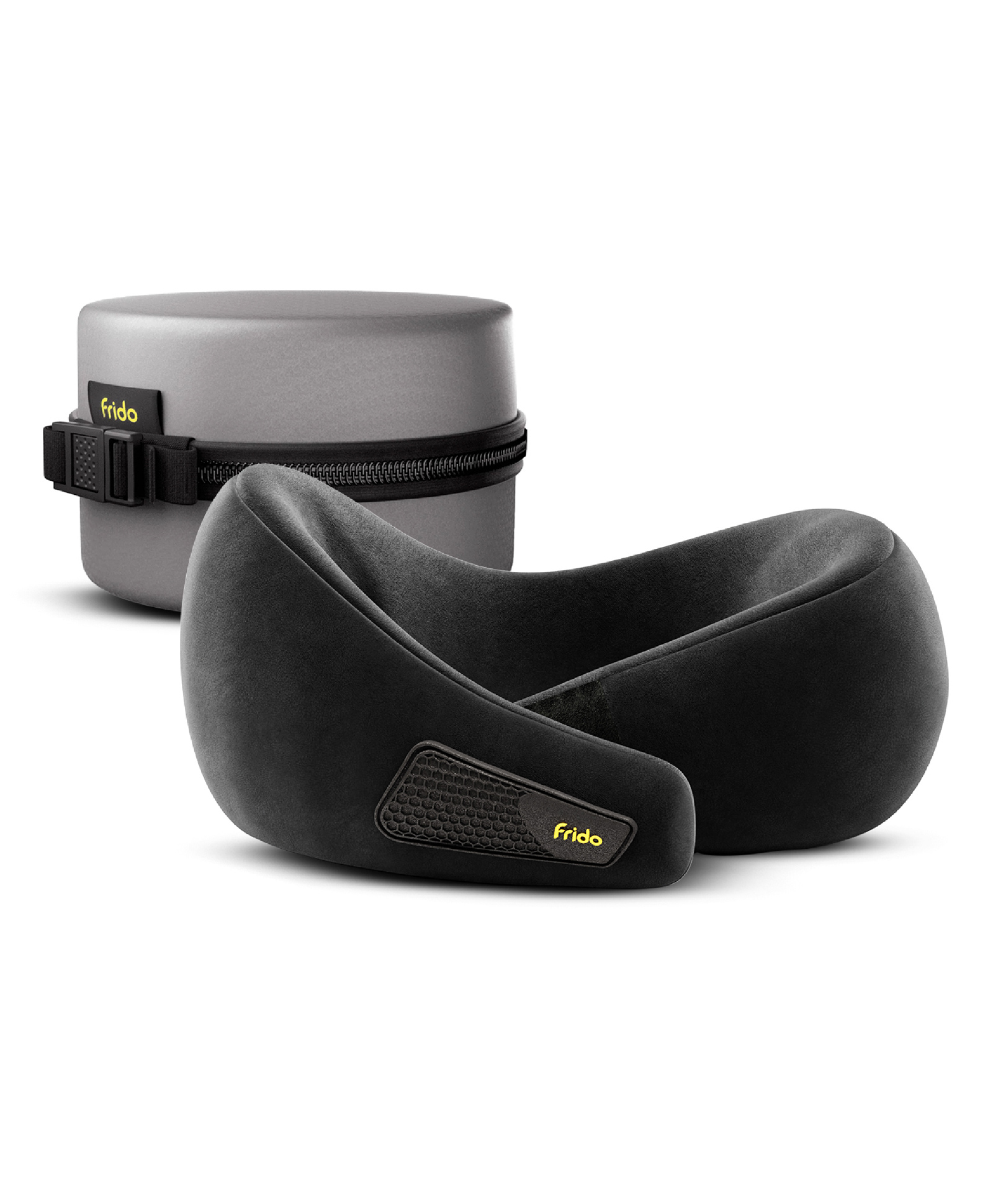 Frido Travel Neck Pillow, 100% Hi-Per Foam, Lightweight Neck Support Pillow, Neck Pillow for Flight Travel, Memory Foam, Adjustable Velcro Straps, Free Travel Pouch (Core Black)-image-11