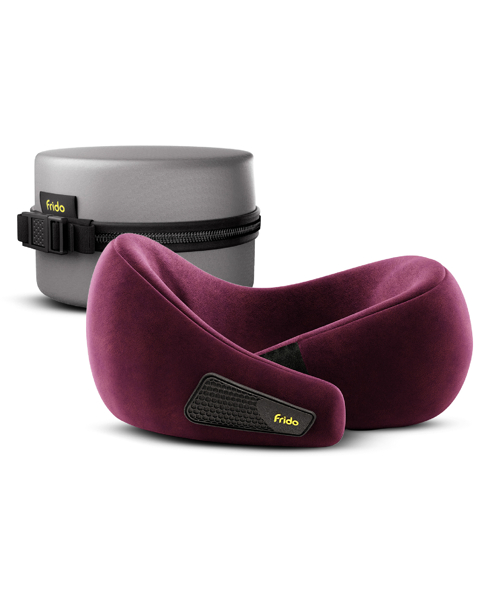 Frido Travel Neck Pillow, 100% Hi-Per Foam, Lightweight Neck Support Pillow, Neck Pillow for Flight Travel, Memory Foam Car Neck Pillow, Adjustable Velcro Straps, Free Travel Pouch (Wine)-picture-18