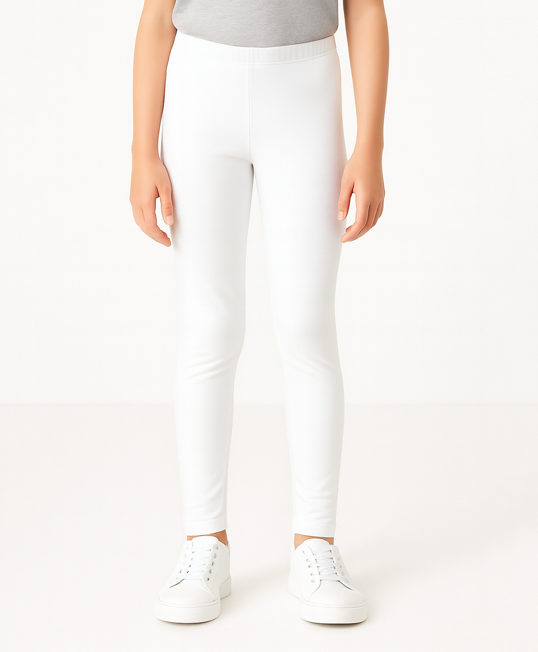 Charm n Cherish Cotton Blend Knit Solid Leggings - White-picture-32
