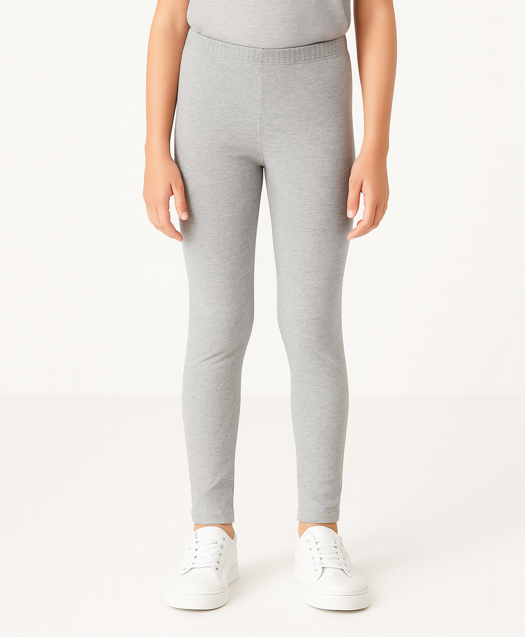 Charm n Cherish Cotton Blend Knit Solid Leggings - Grey-image-14