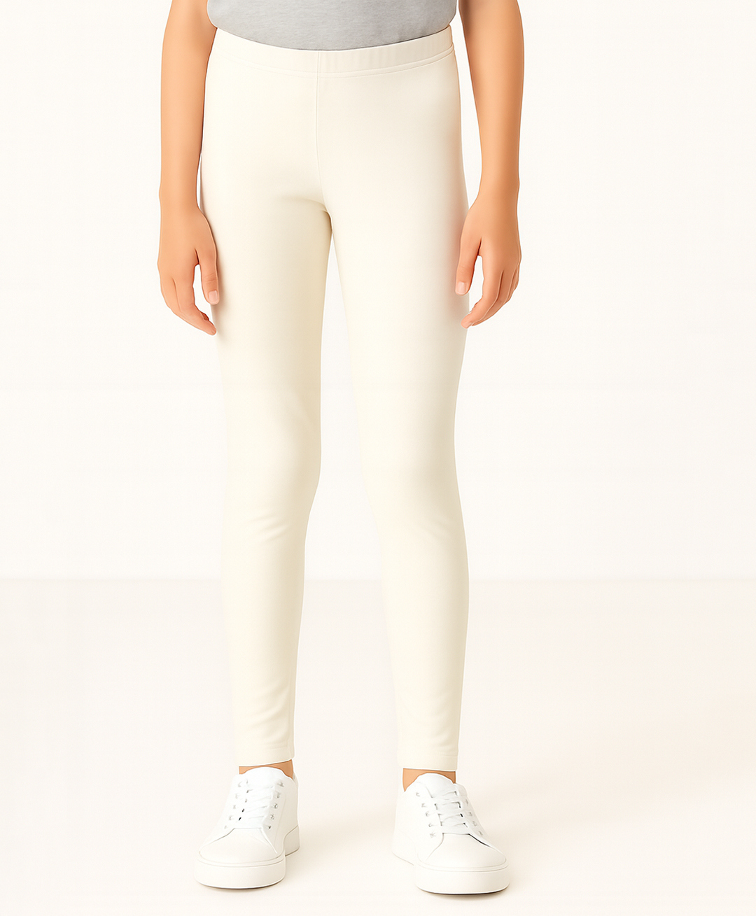 Charm n Cherish Cotton Blend Knit Solid Leggings - Off White-picture-37