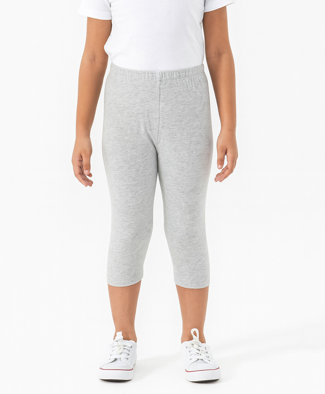Charm n Cherish Cotton Blend Knit Solid Capri Leggings - Grey-image-49