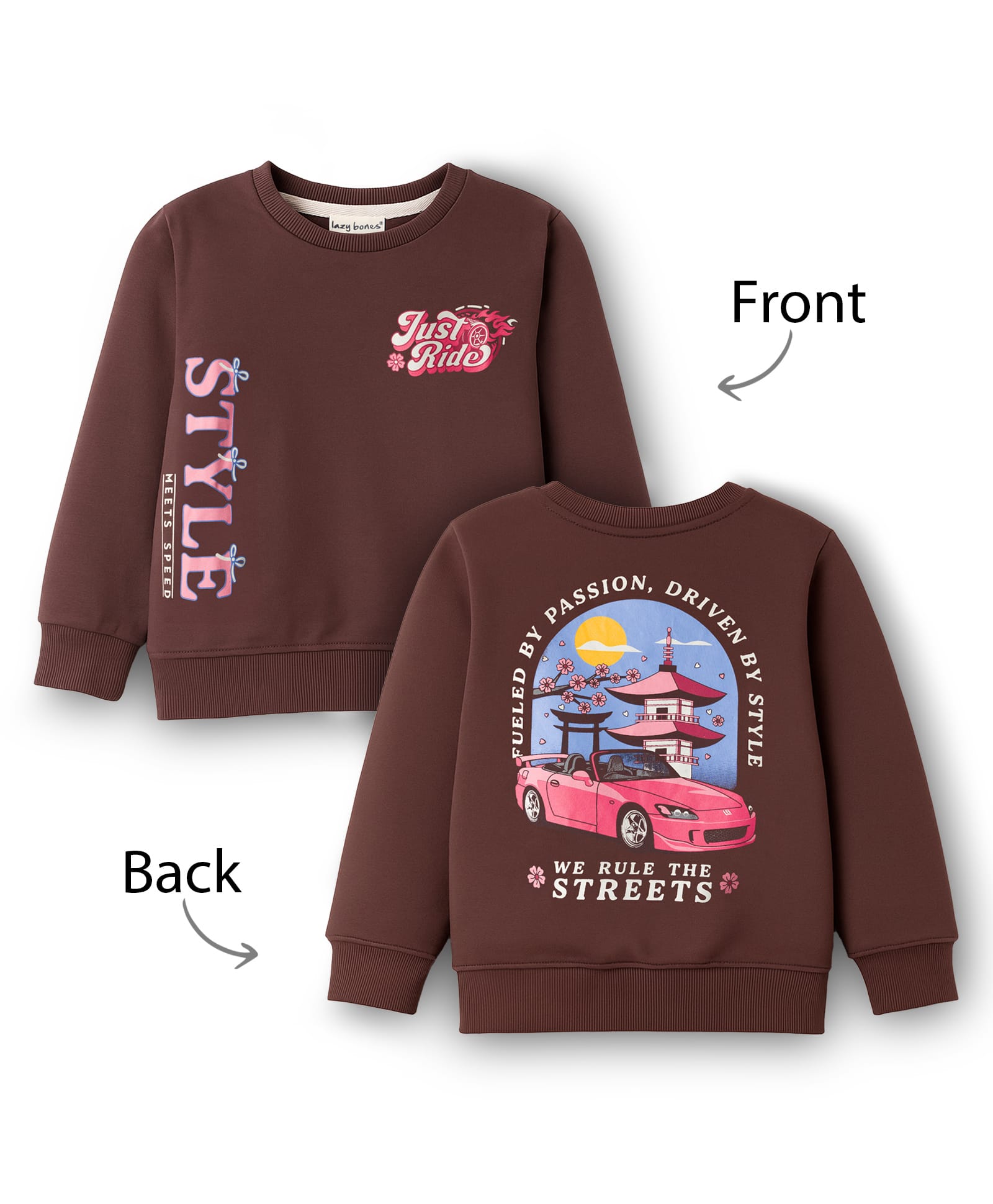 Ollypop Looper Knit Full Sleeves Sweatshirt With Text Print - Wine-picture-43