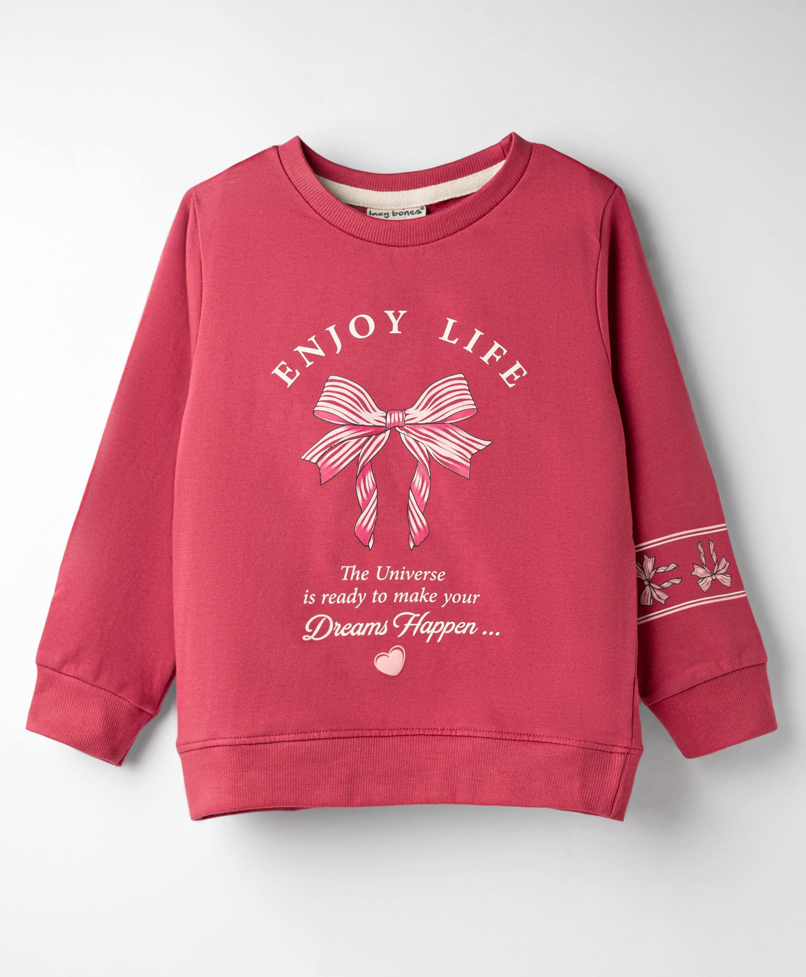 Ollypop Looper Knit Full Sleeves Sweatshirt with Text Graphic - Dark Pink-picture-28