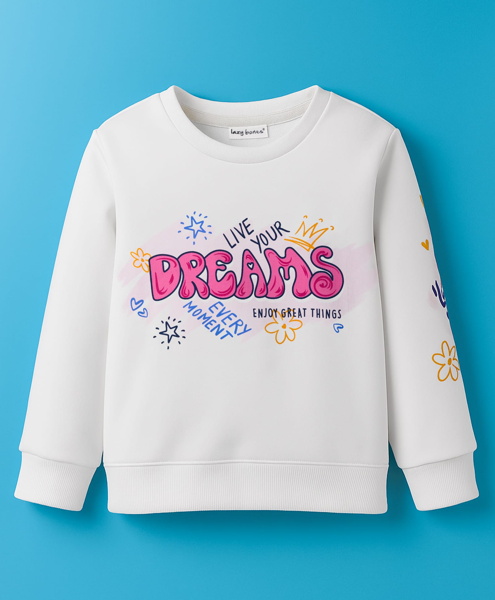 Ollypop Looper Knit Full Sleeves Sweatshirt With Text Print - White-picture-27