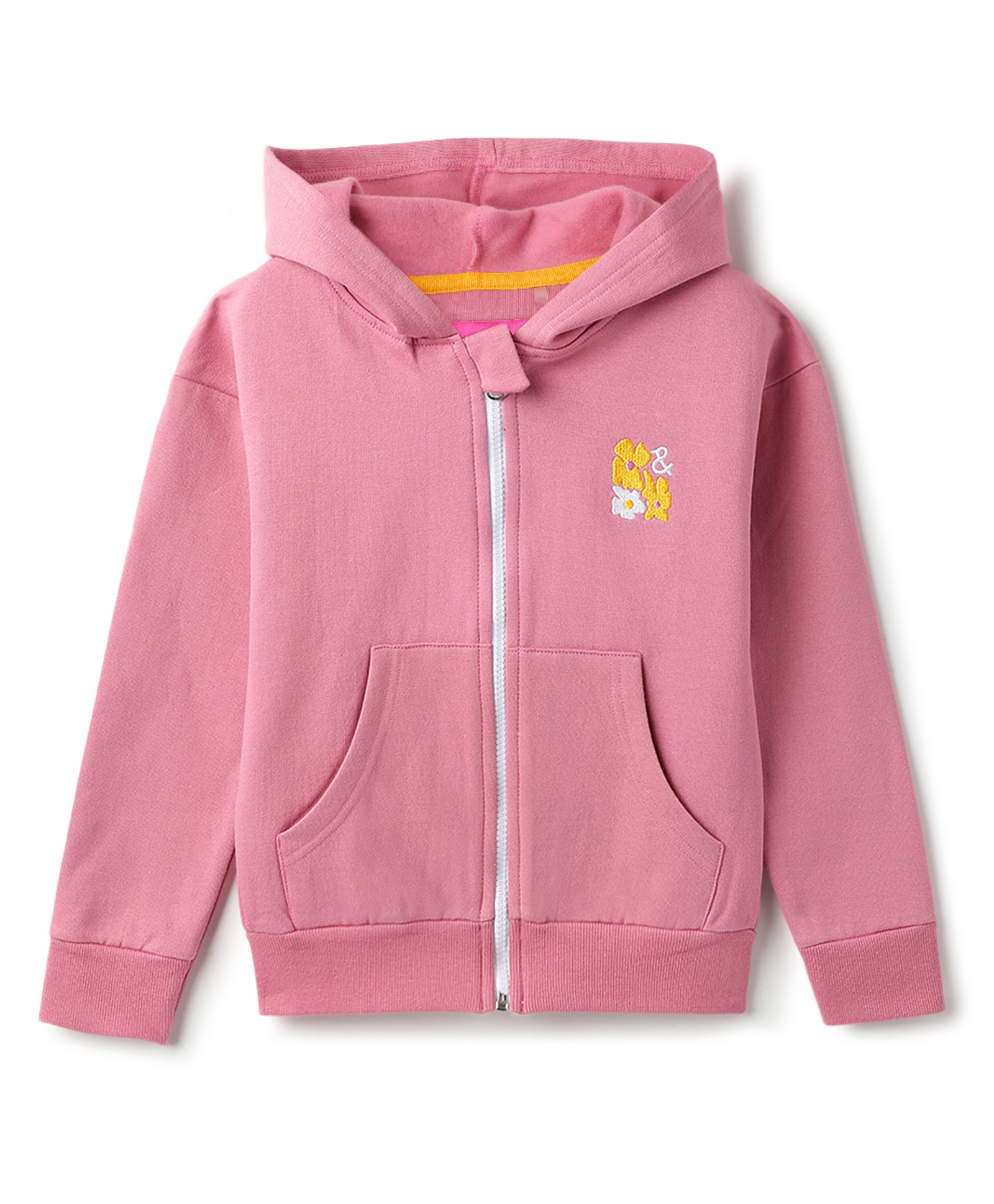Tales & Stories Knit Full Sleeves Floral Embroidered Winter Hooded Sweatshirt - Pink-picture-38