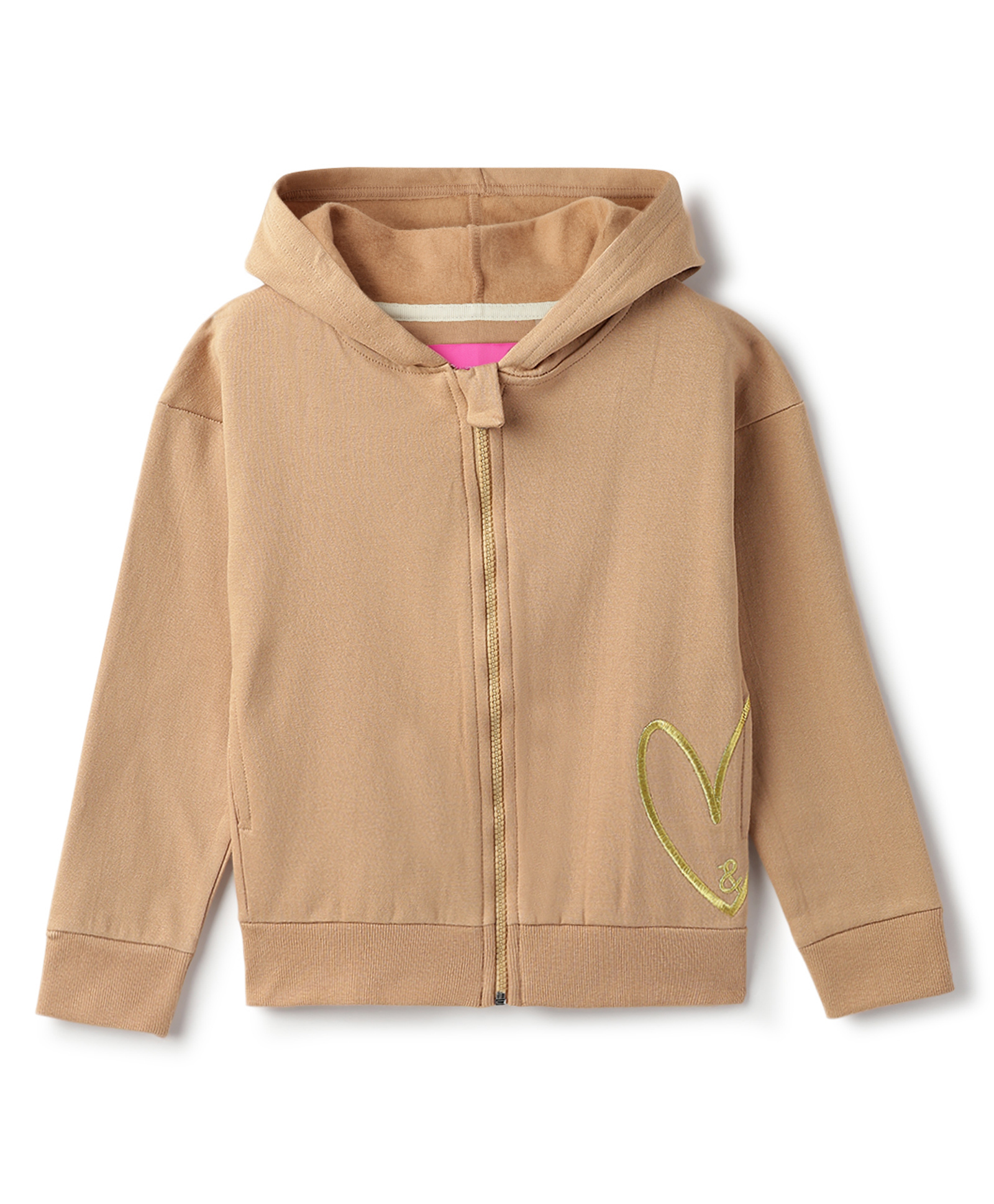 Tales & Stories Knit Full Sleeves Heart Embroidered Winter Hooded Sweatshirt - Brown-picture-18