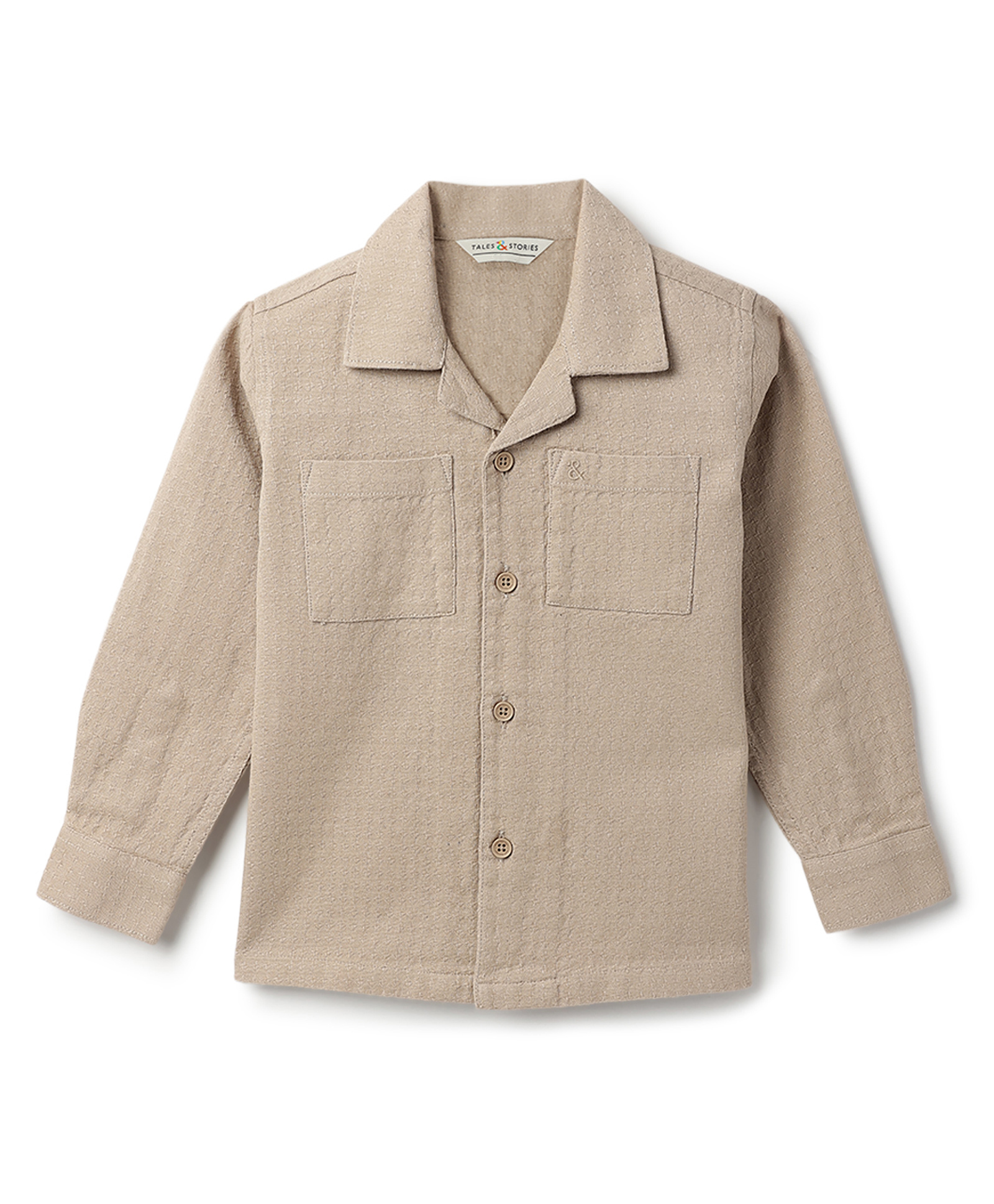 Tales & Stories Cotton Woven Full Sleeves Solid Shirt - Beige-picture-30