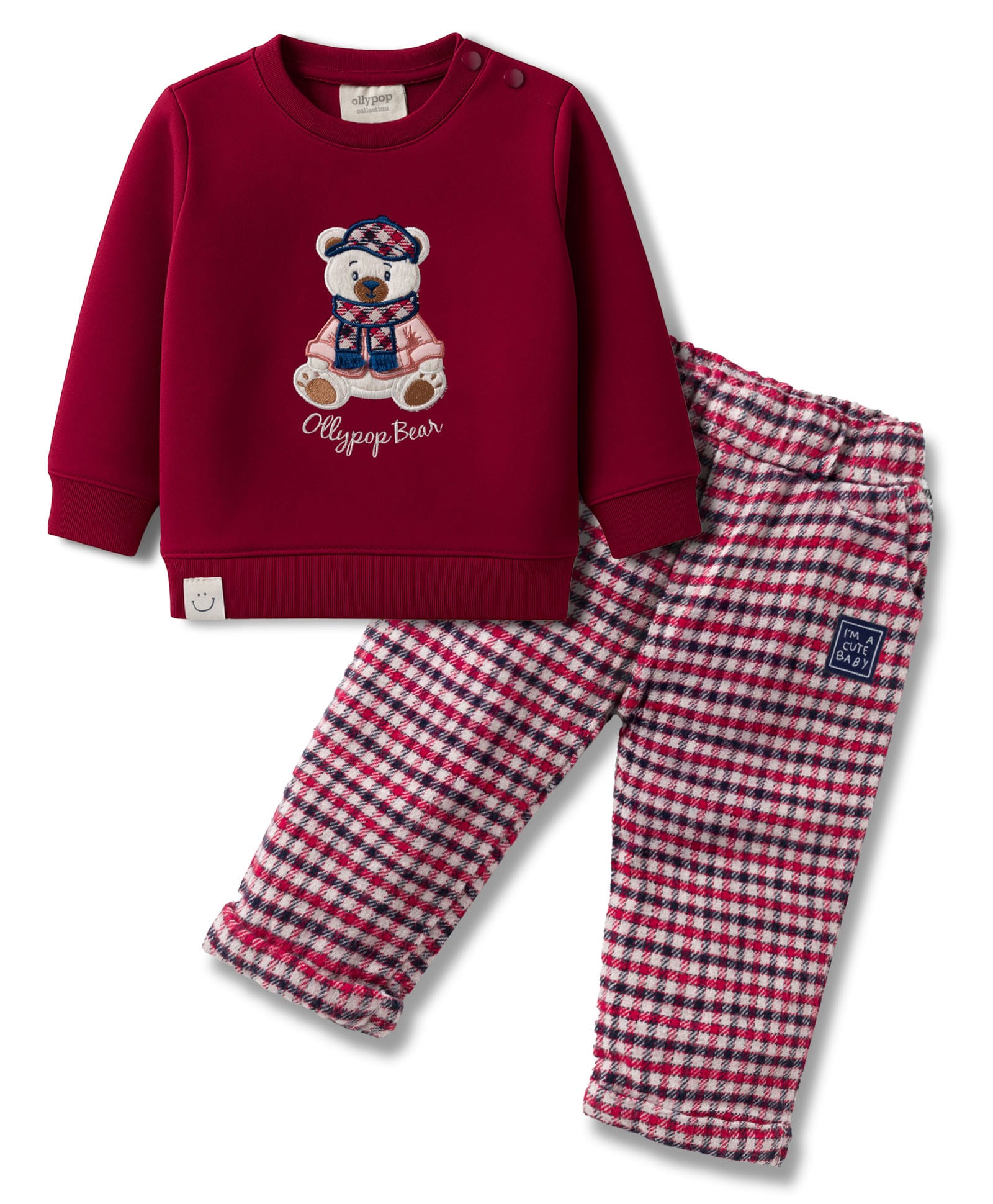 Ollypop Interlock Knit Full Sleeves T-Shirt & Lounge Pant Set With Animal Embroidery - Red-picture-12