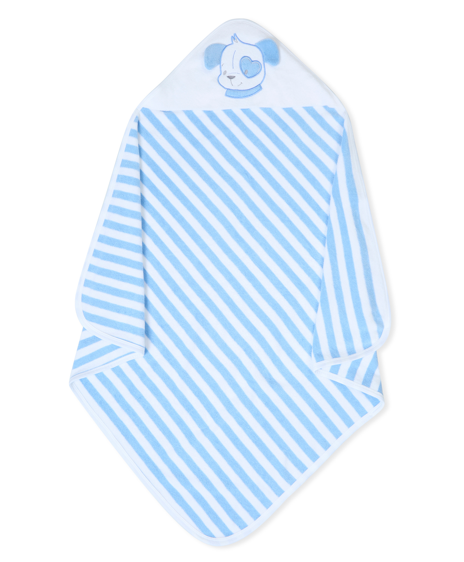 My Milestones 100% Cotton Terry Knit Striped Hooded Towel with with Dog Applique & Embroidery L 76 x B 76 cm - Light Blue-picture-26