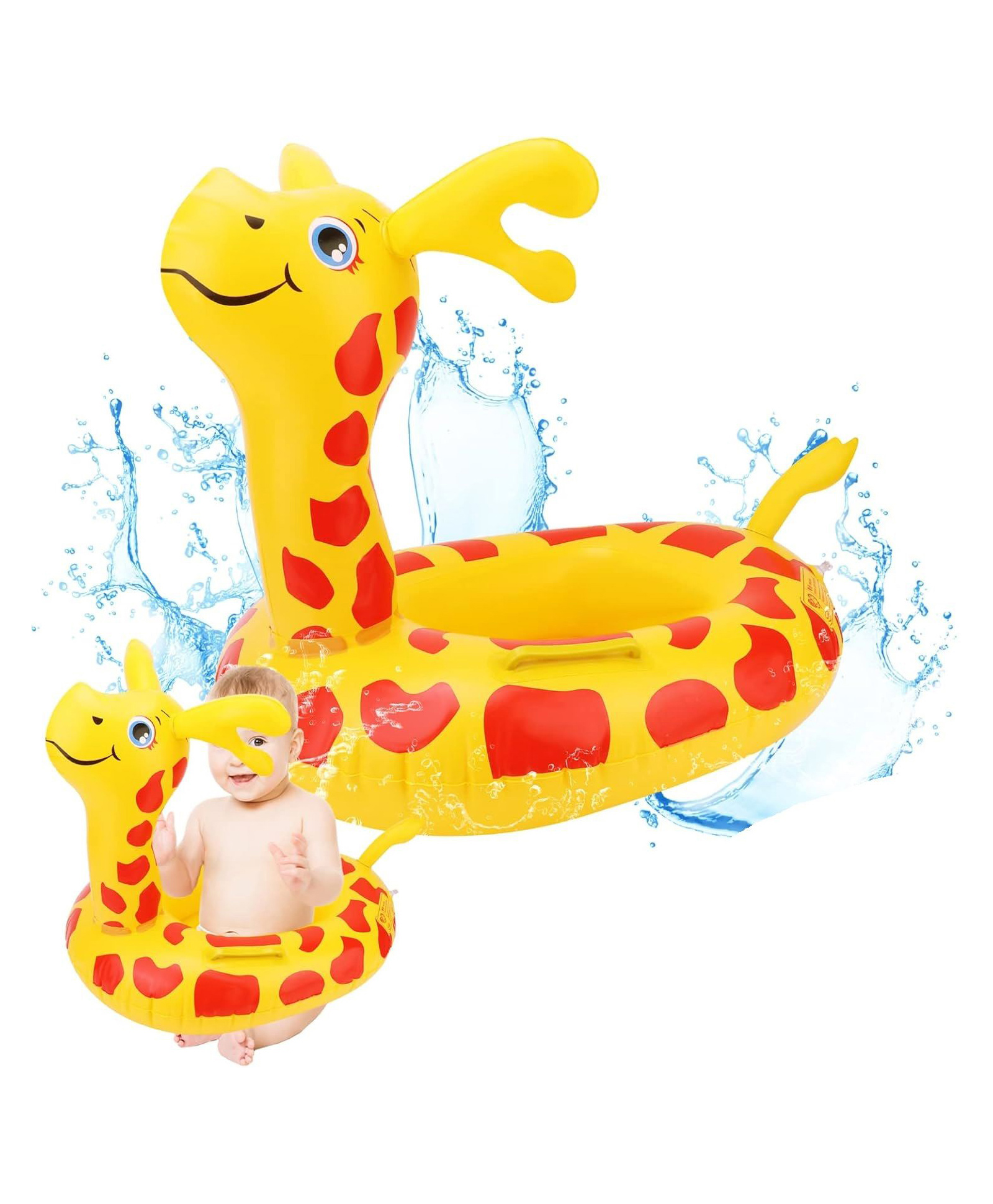 Azhari Giraffe Shaped Inflatable Swimming Ring with Double Handle For kids-image-42