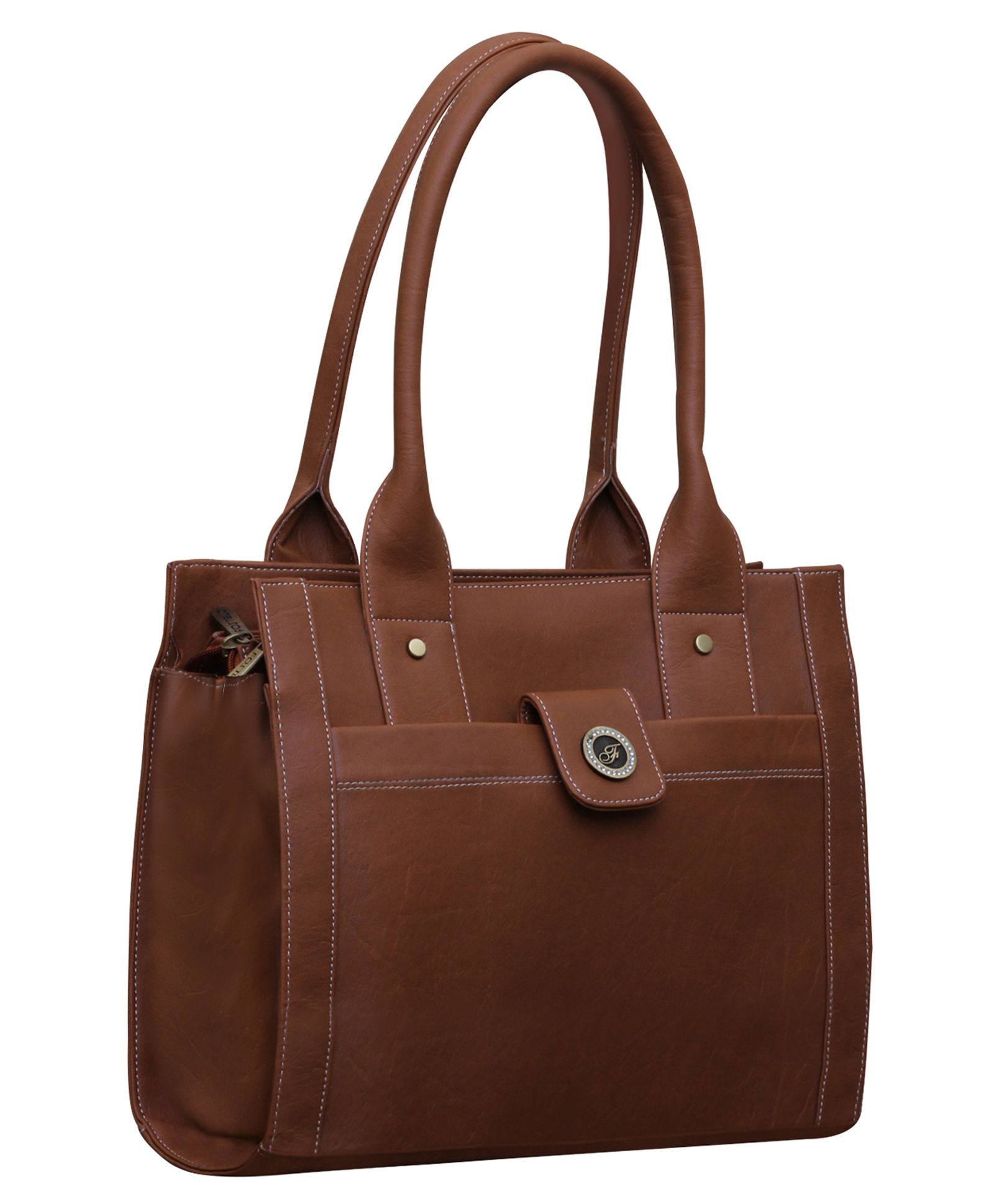 Fostelo Women's Vegan Leather Ocean Side Handbag Shoulder Bag Ladies Purse (Tan) (Large)-image-4