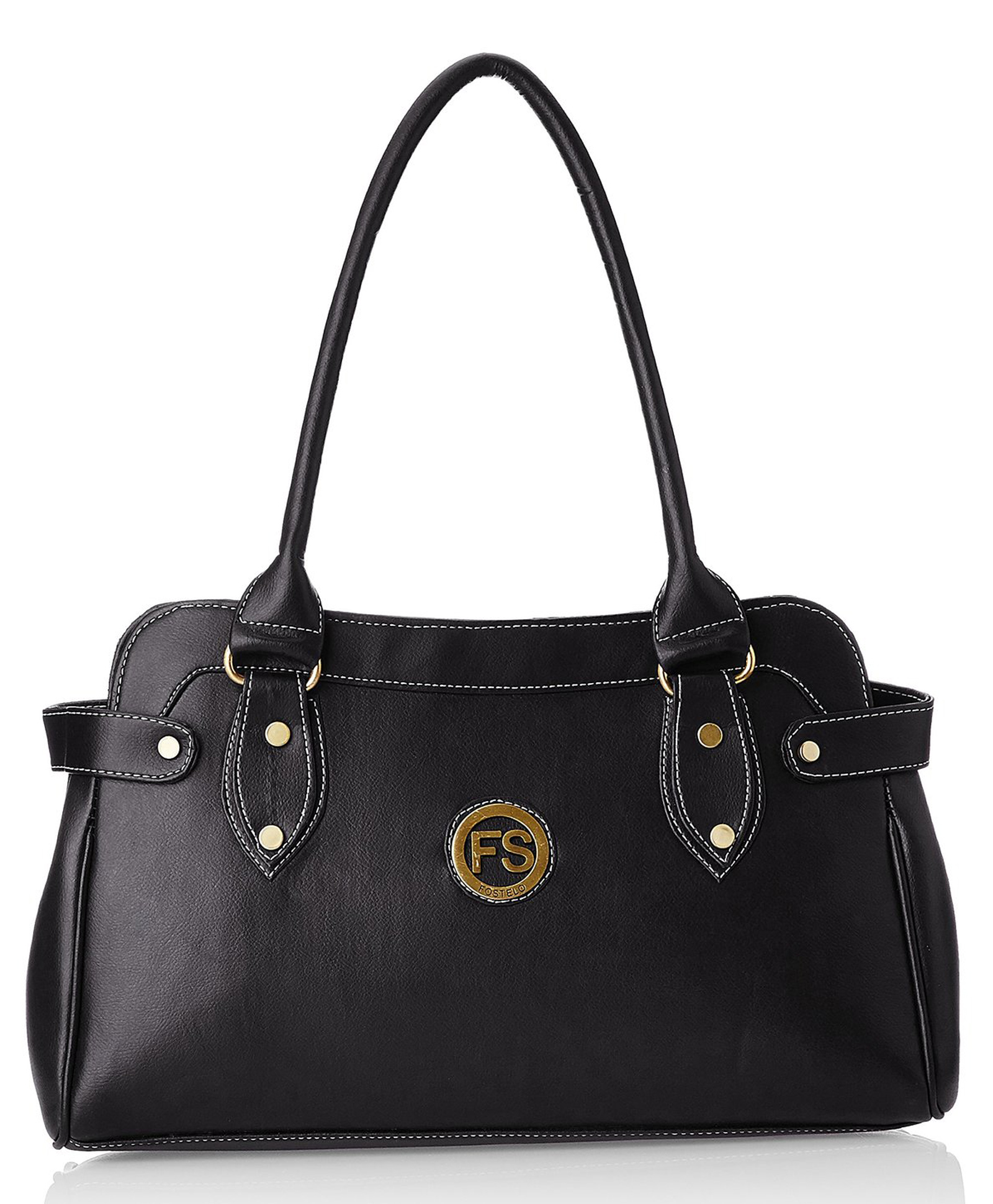 Fostelo Women's Vegan Leather Jessy Stylish Handbag Shoulder Bag Ladies Purse (Black) (Large)-image-1