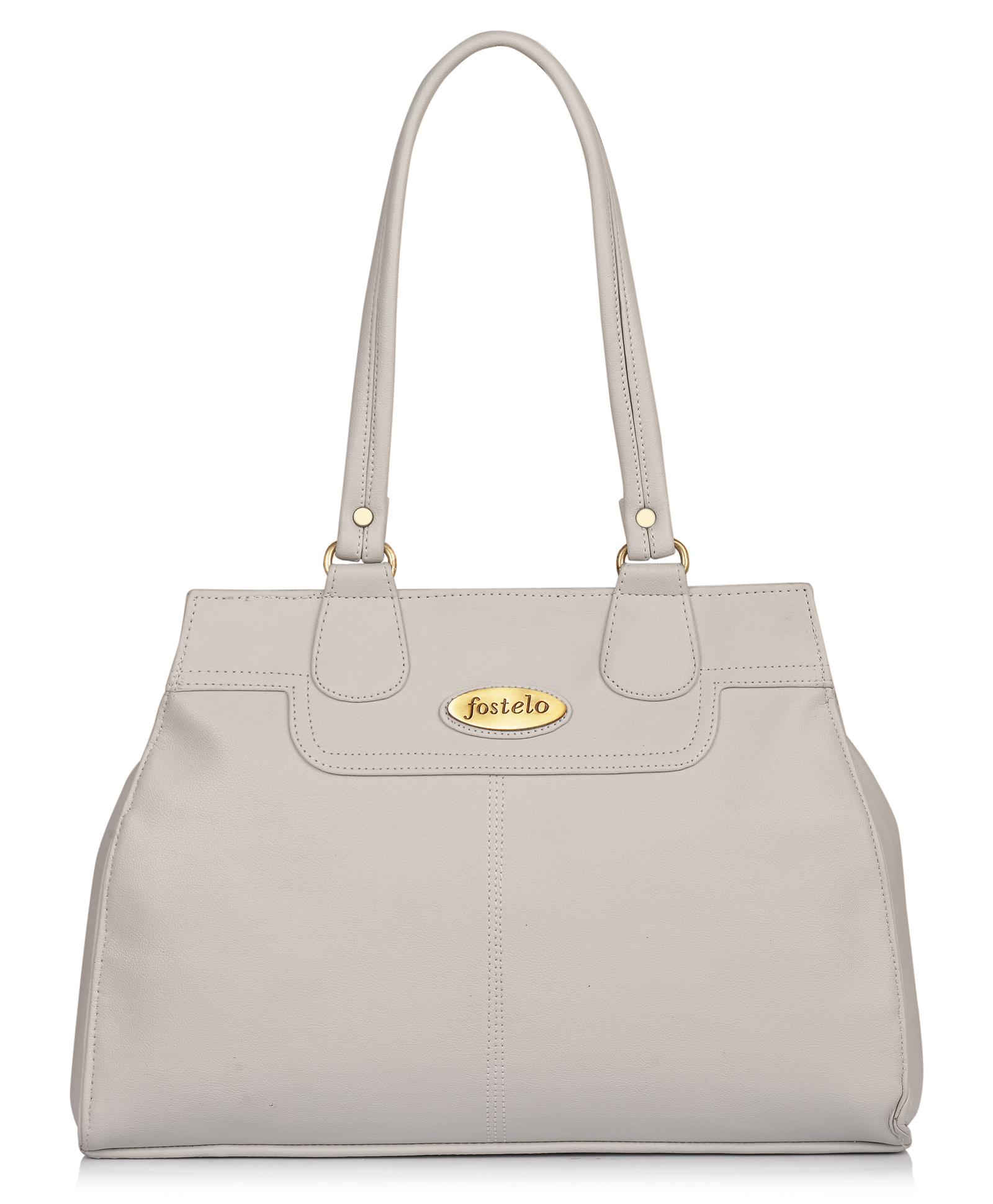 Fostelo Women's Vegan Leather Kathleen Handbag Shoulder Bag Ladies Purse (Grey) (Large)-image-8