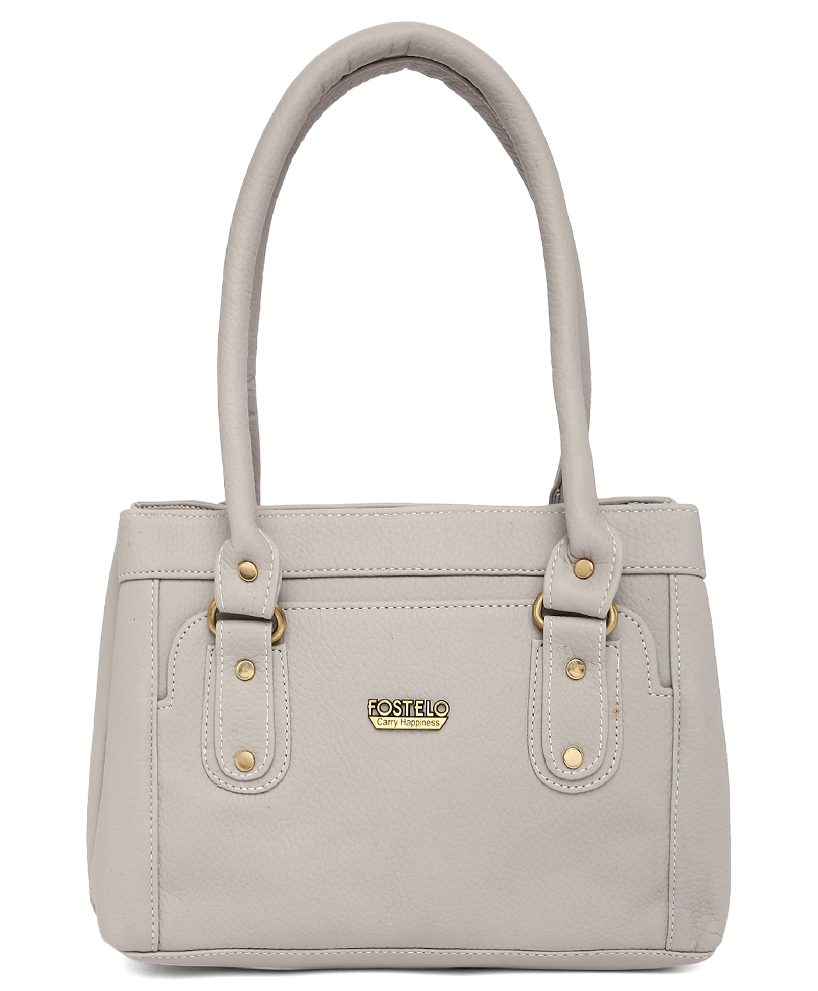 Fostelo Women's Vegan Leather Felisa Handbag Shoulder Bag Ladies Purse (Grey) (Large)-image-16