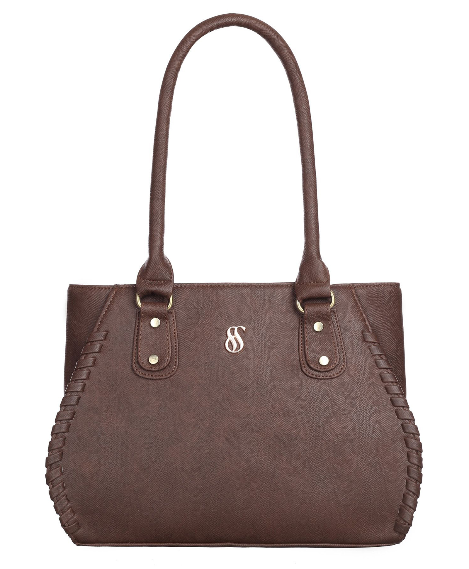 Fostelo Women's Vegan Leather Buenos Handbag Shoulder Bag Ladies Purse (Brown) (Large)-image-4
