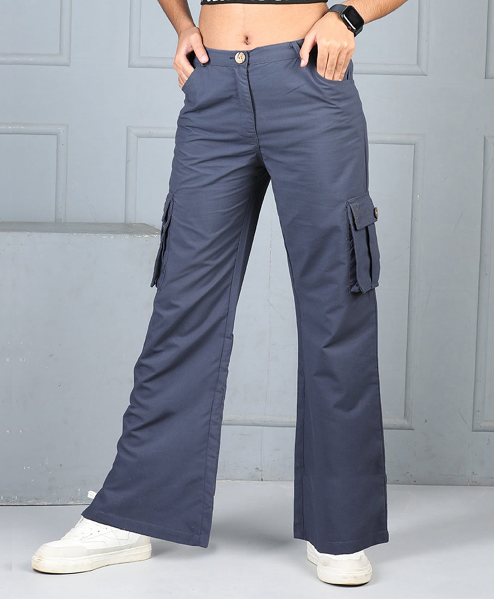 Cutiekins Woven Solid Mid Rise Cargo Pant - Charcoal Grey-picture-19