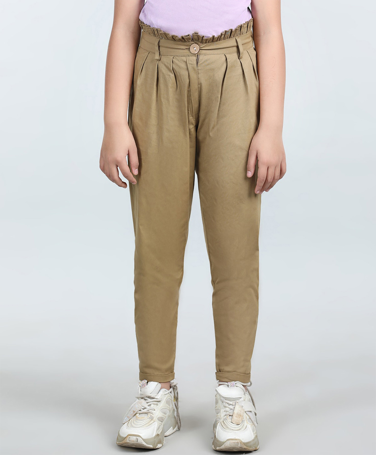 Cutiekins Lycra Woven Solid Pant - Beige-picture-20