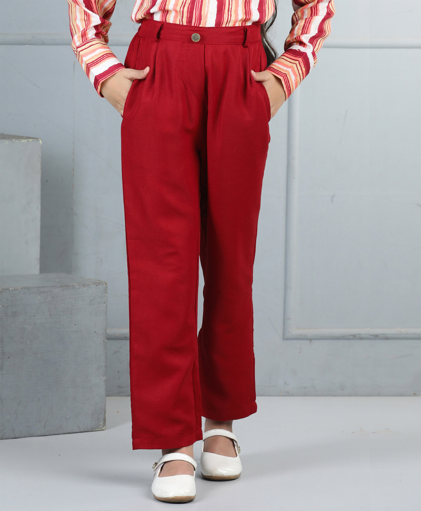 Cutiekins Woven Solid Trousers - Red-picture-13