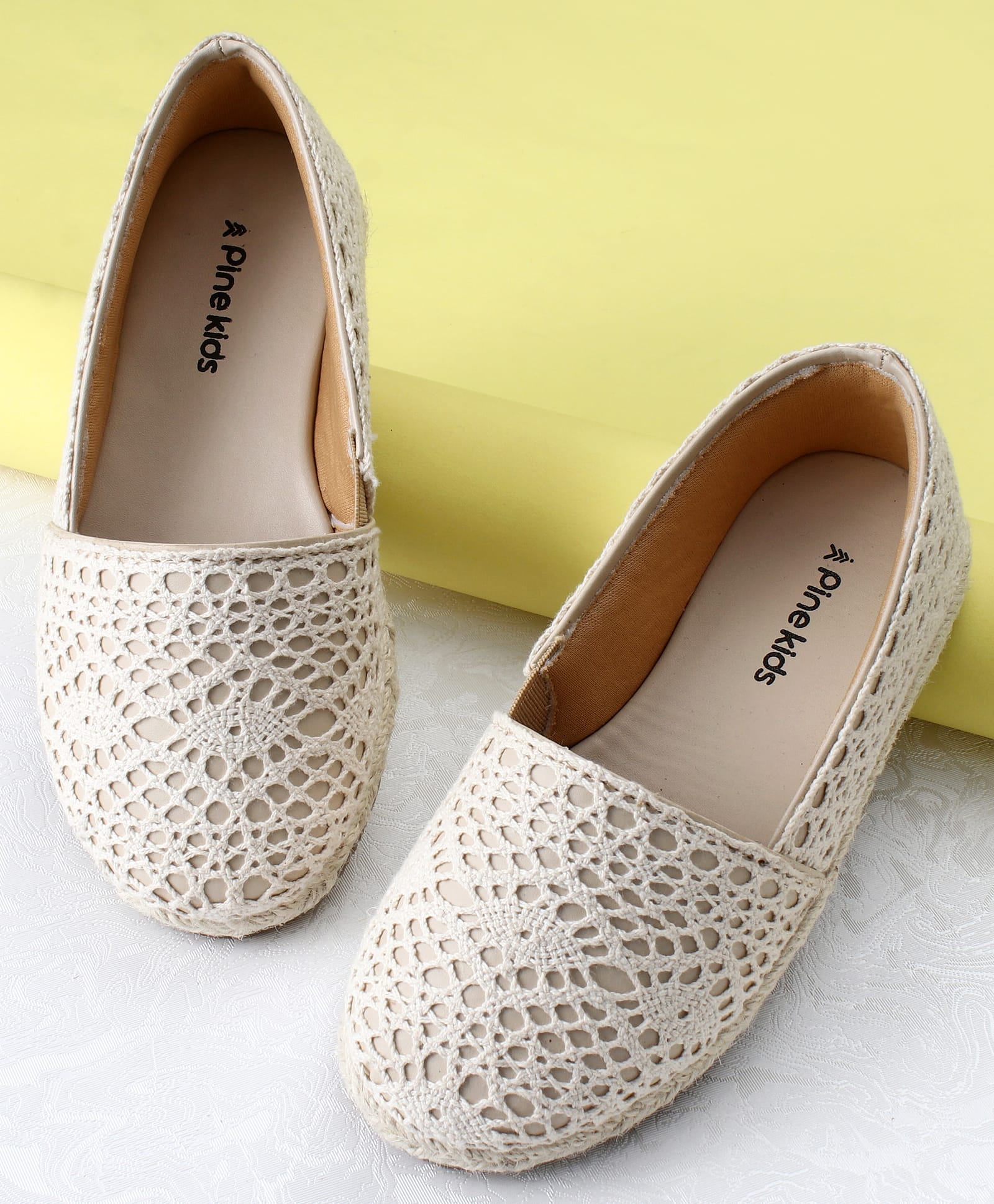 Pine Kids Slip On Solid Mojaris - Beige-image-0
