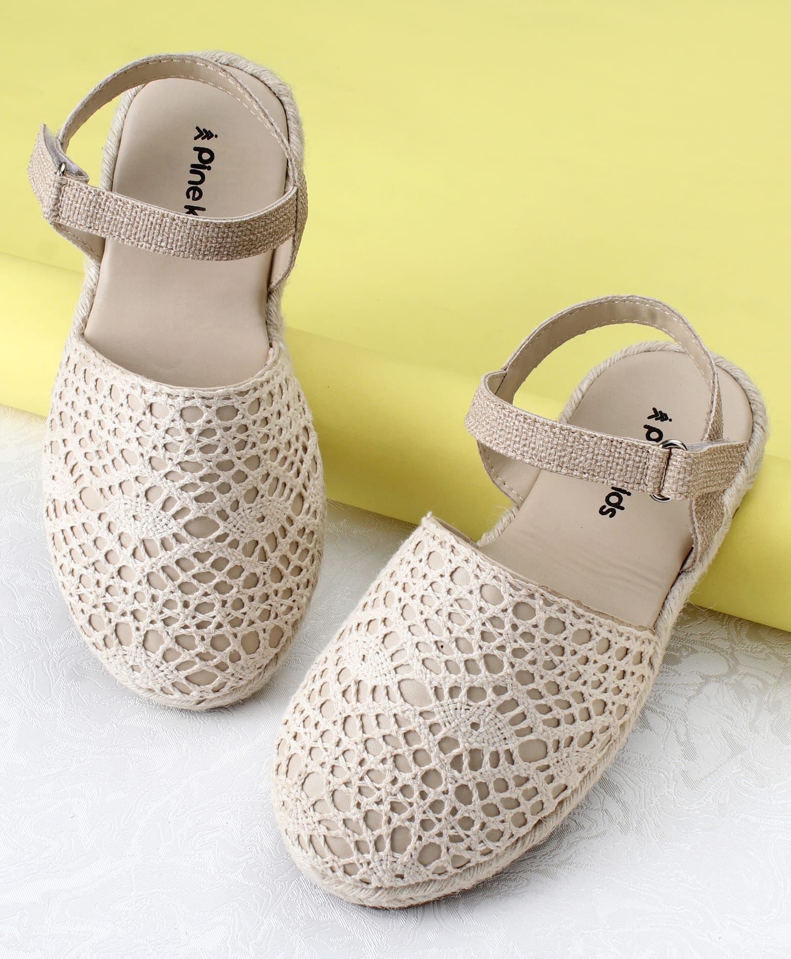 Pine Kids Velcro Closure Solid Mojaris - Beige-image-8