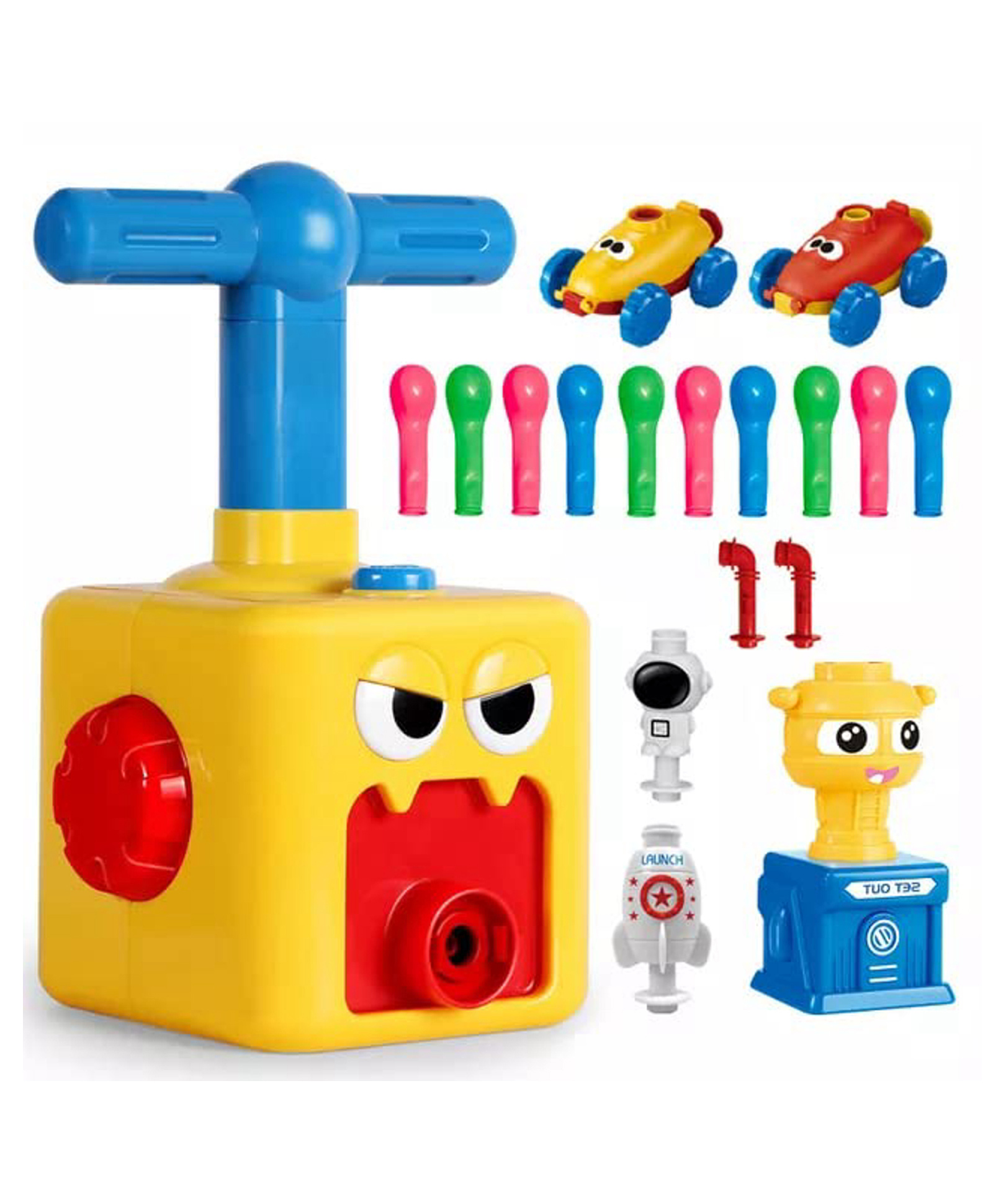 FUNVERSE Balloon Launcher for Kids, Power Balloon Car Toy for Kids, Manual Balloon Pump Cars Toys for Boys Girls (Multi Color) set of 20 material Plastic;Acrylonitrile Butadiene Styrene