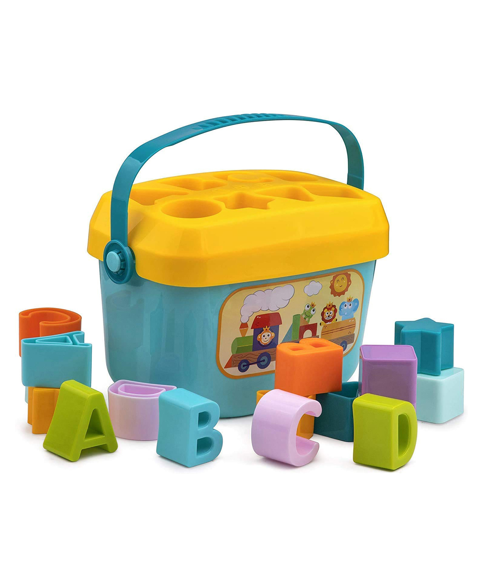 FUNVERSE Baby and Toddler Plastic First Educational Blocks Shape, Sorter, Colors, ABCD Shape, Toys for 1 Year Old Kids,16 Piece-image-33