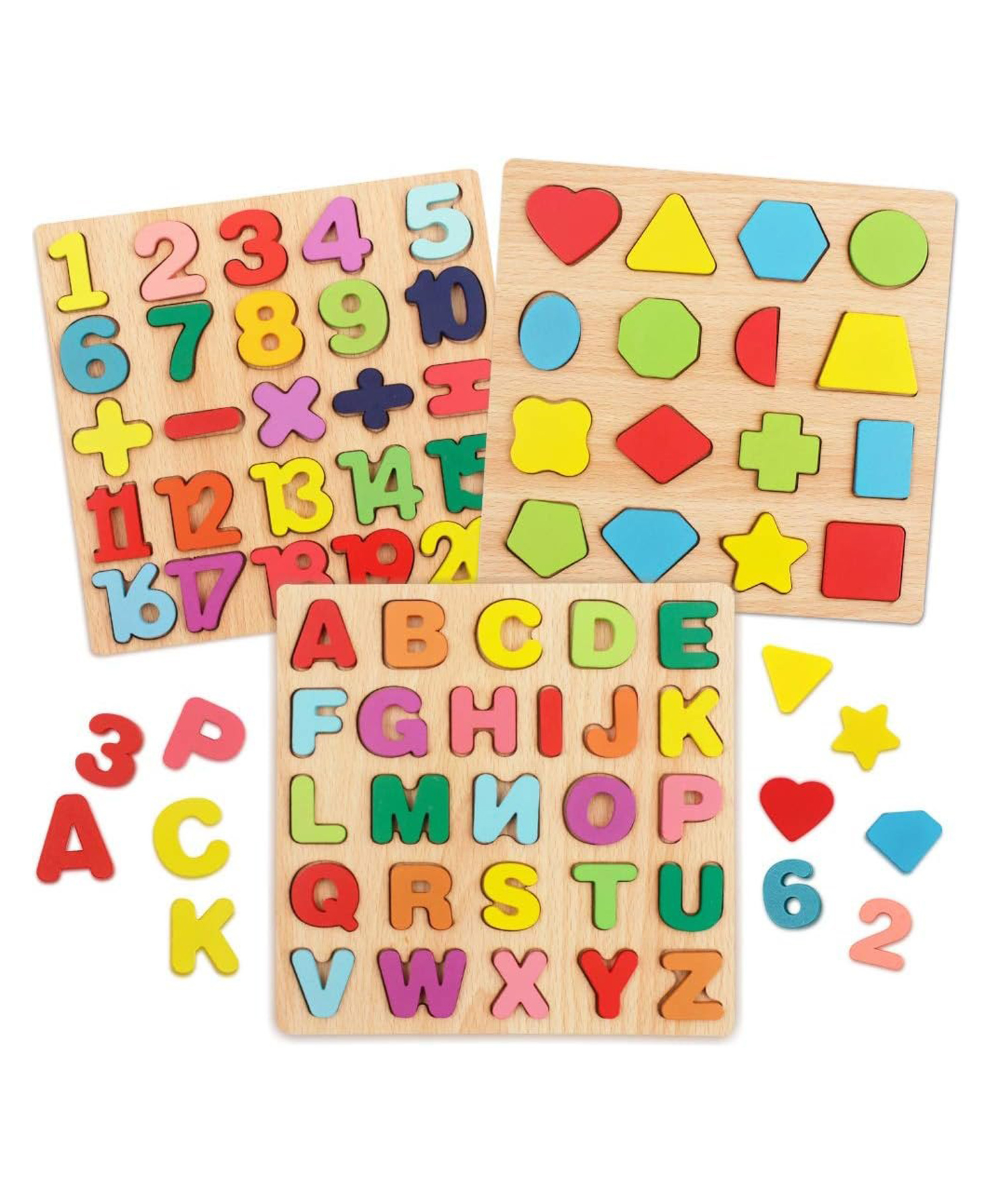 FUNVERSE Puzzles for Toddlers,3 Pack Wooden Alphabet Number Shape ABC Name Toys for Kids 1-3 Years Old, Montessori Preschool Educational Gift Learning Letter Puzzles Toys Ages 1 2 3 4 5-picture-25