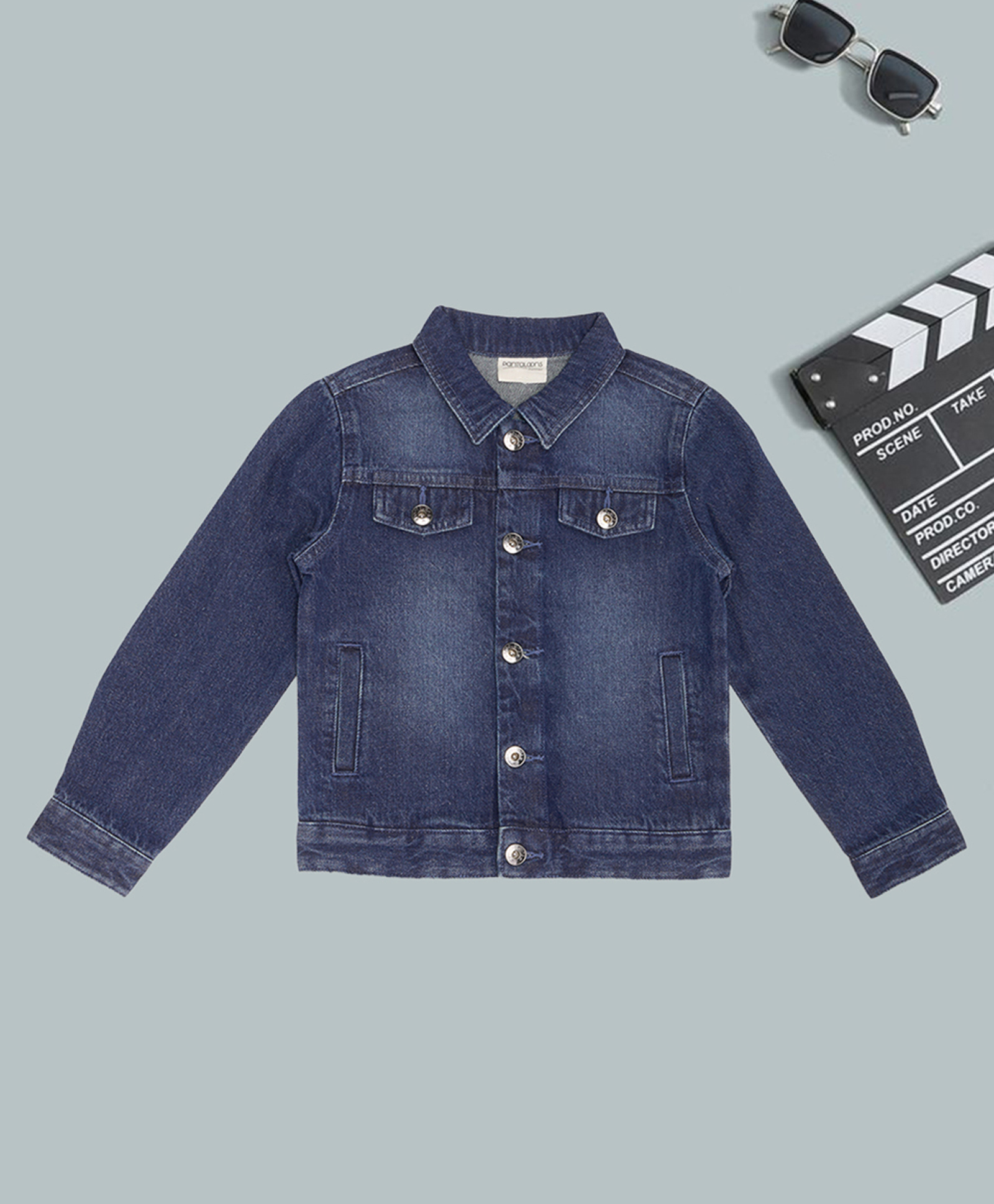 Pantaloons Junior Cotton Woven Full Sleeves Washed Jacket - Navy Blue-image-31