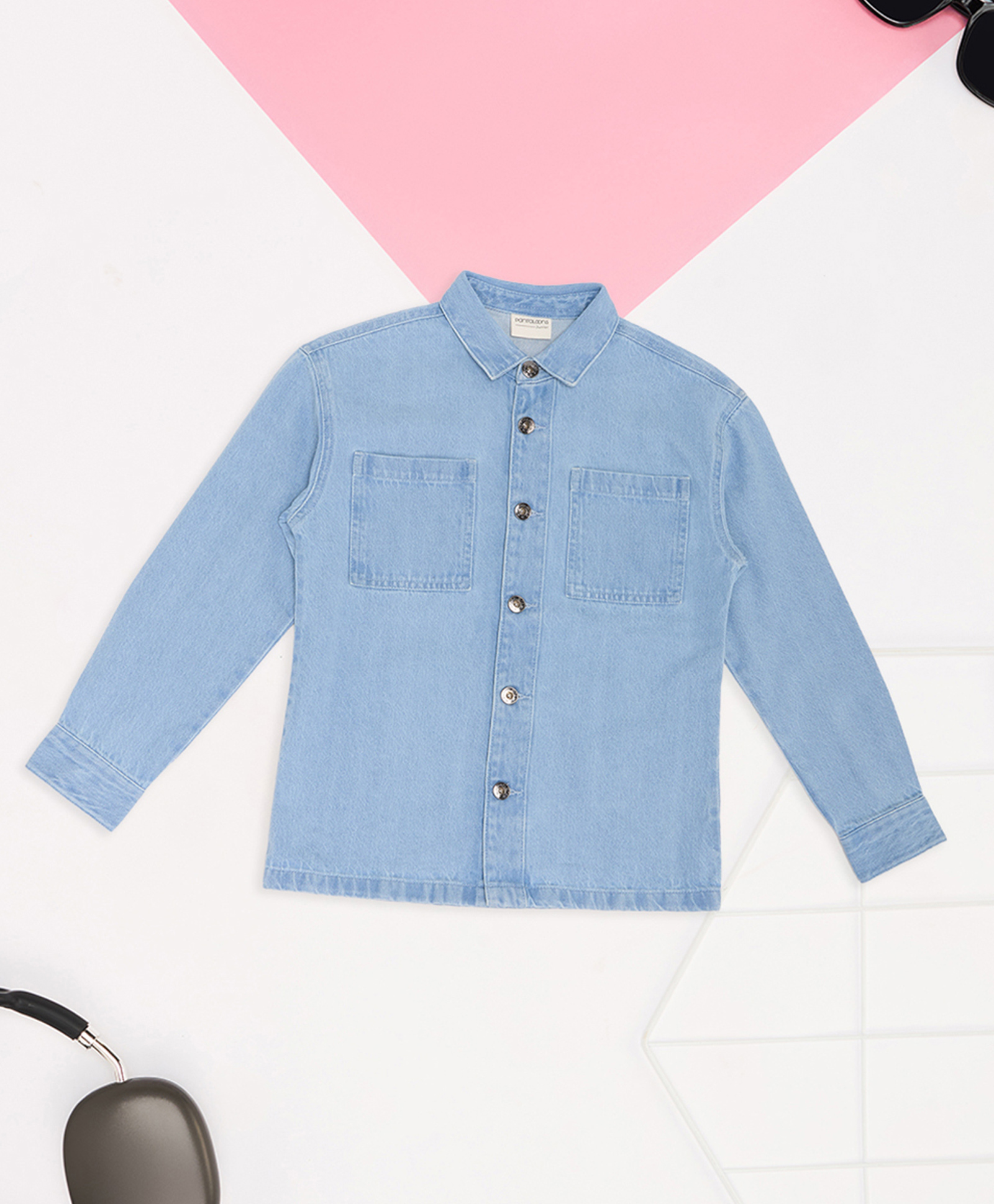 Pantaloons Junior Cotton Woven Full Sleeves Washed Jacket - Light Blue-picture-29