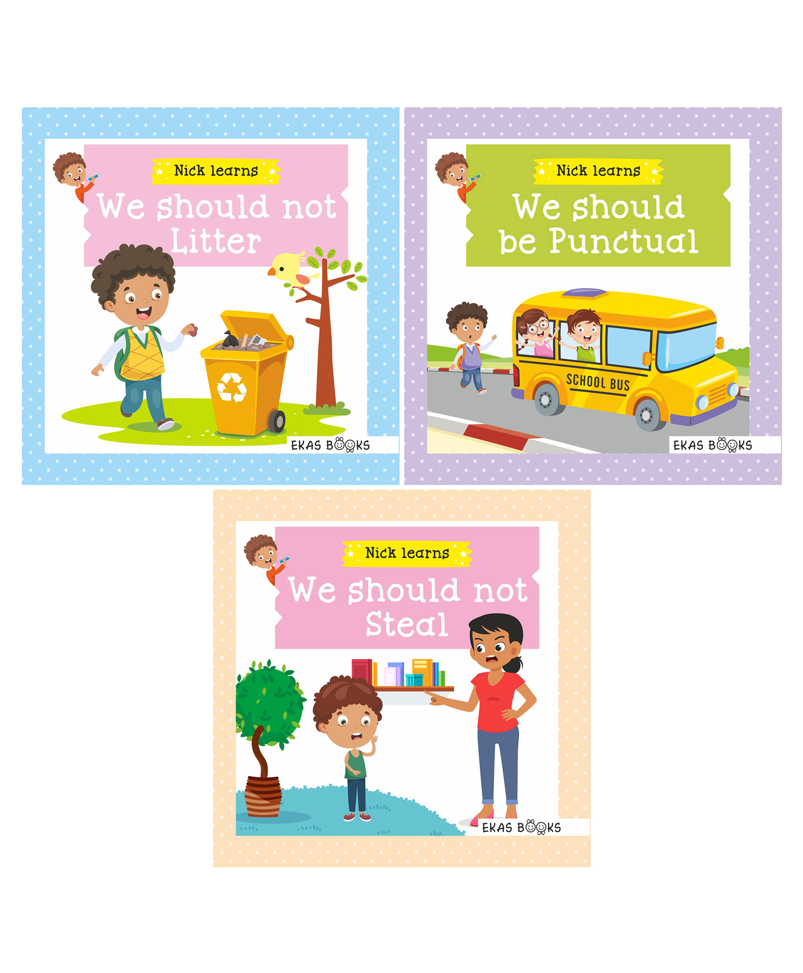 Nick Learns Series, Story Books to learn Basic Hygiene, Kindness & Etiquette, Set of 3 Books English-image-8