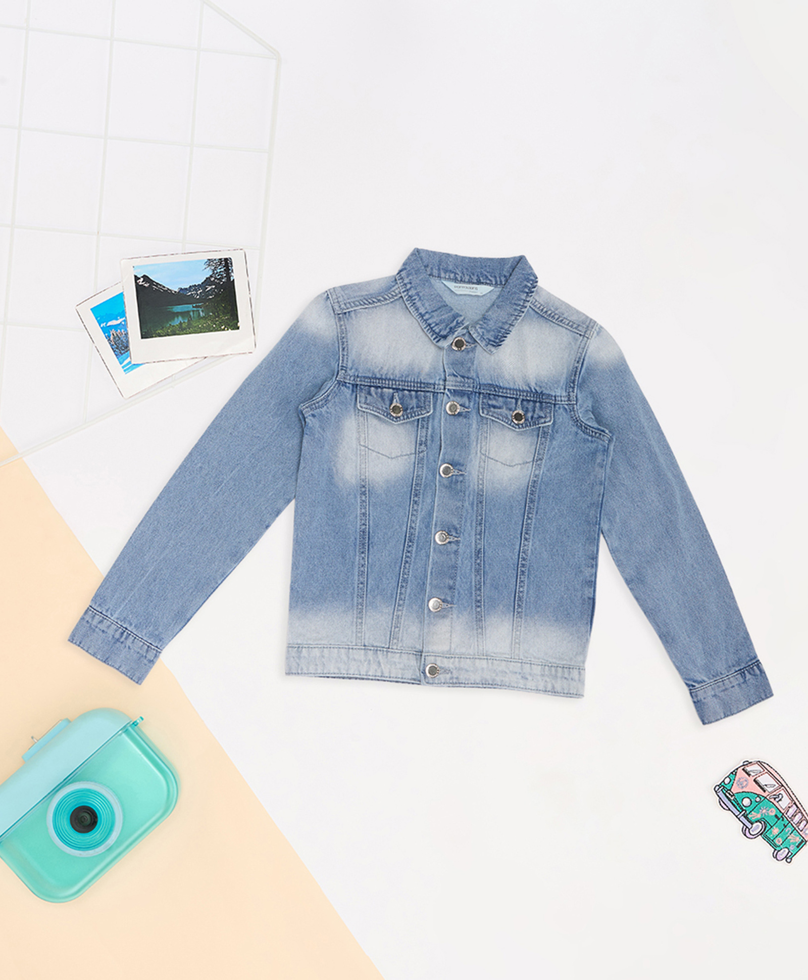 Pantaloons Junior Cotton Woven Full Sleeves Washed Denim Jacket - Light Blue-picture-17