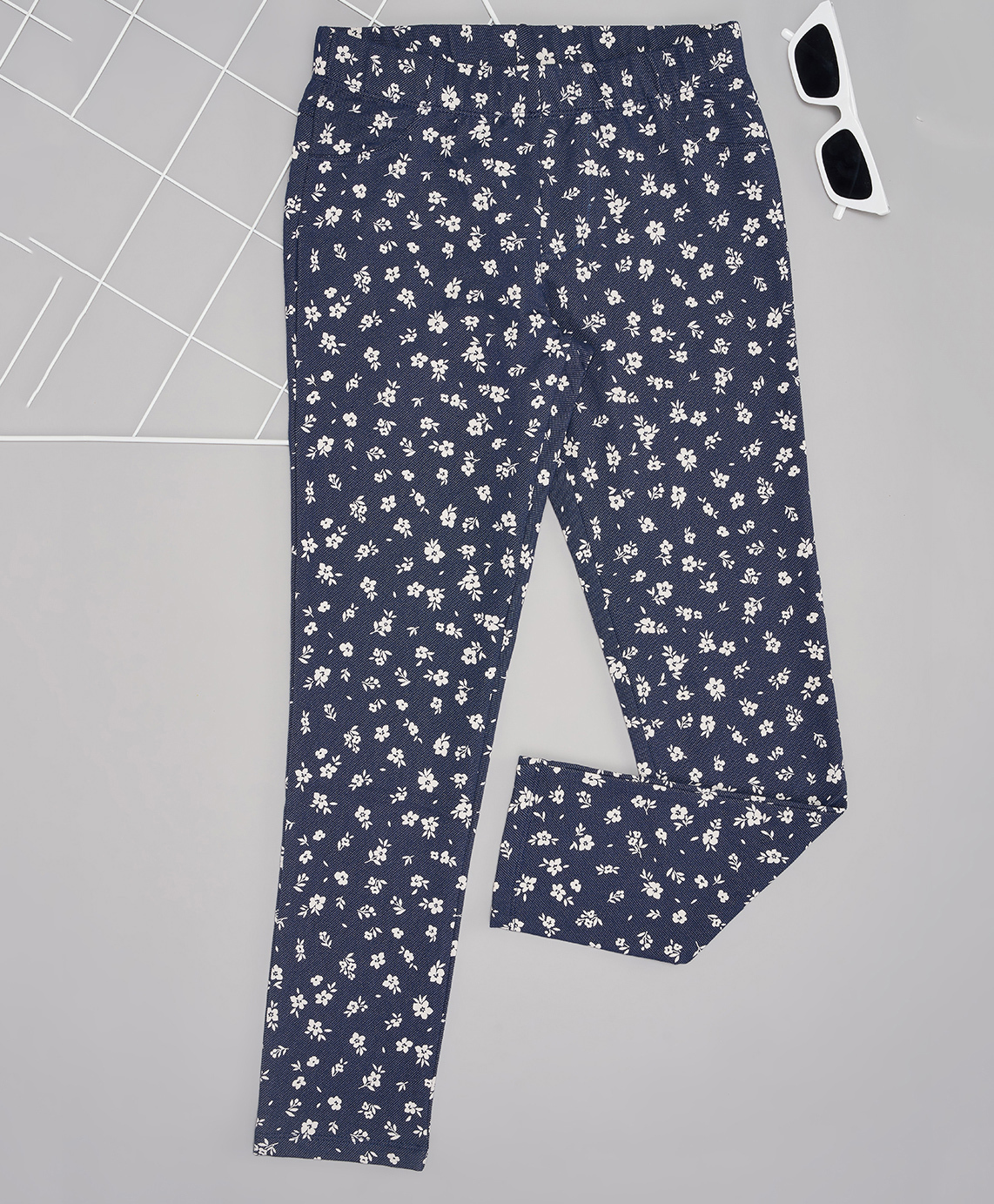 Pantaloons Junior Woven Marble Printed Leggings - Navy Blue-picture-25
