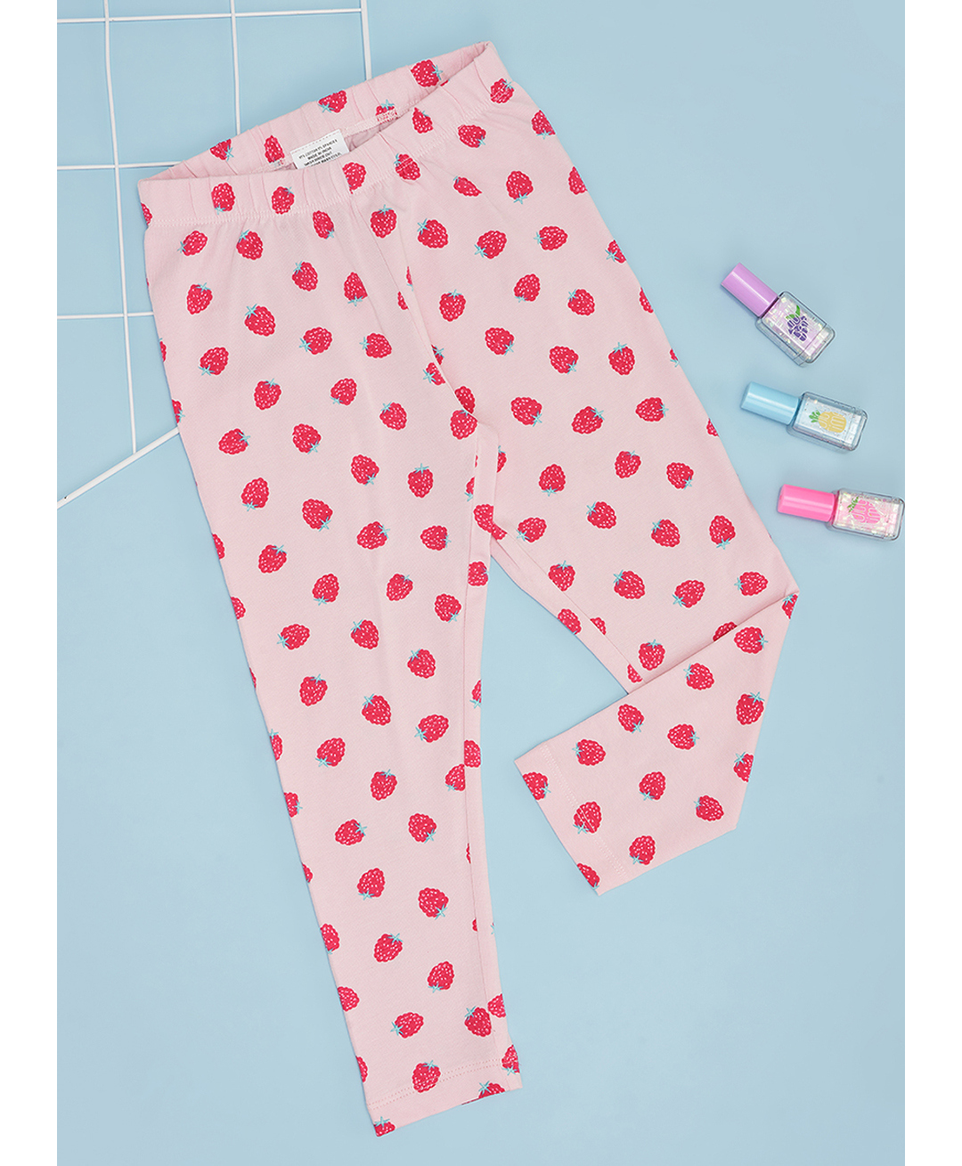 Pantaloons Junior Cotton Spandex Knit Raspberries Printed Leggings - Pink-image-49