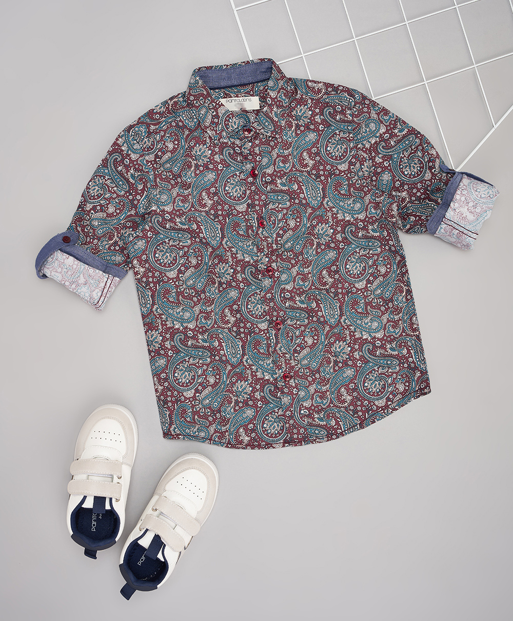 Pantaloons Junior Cotton Woven Full Sleeves Paisley Printed Shirt - Maroon-picture-37