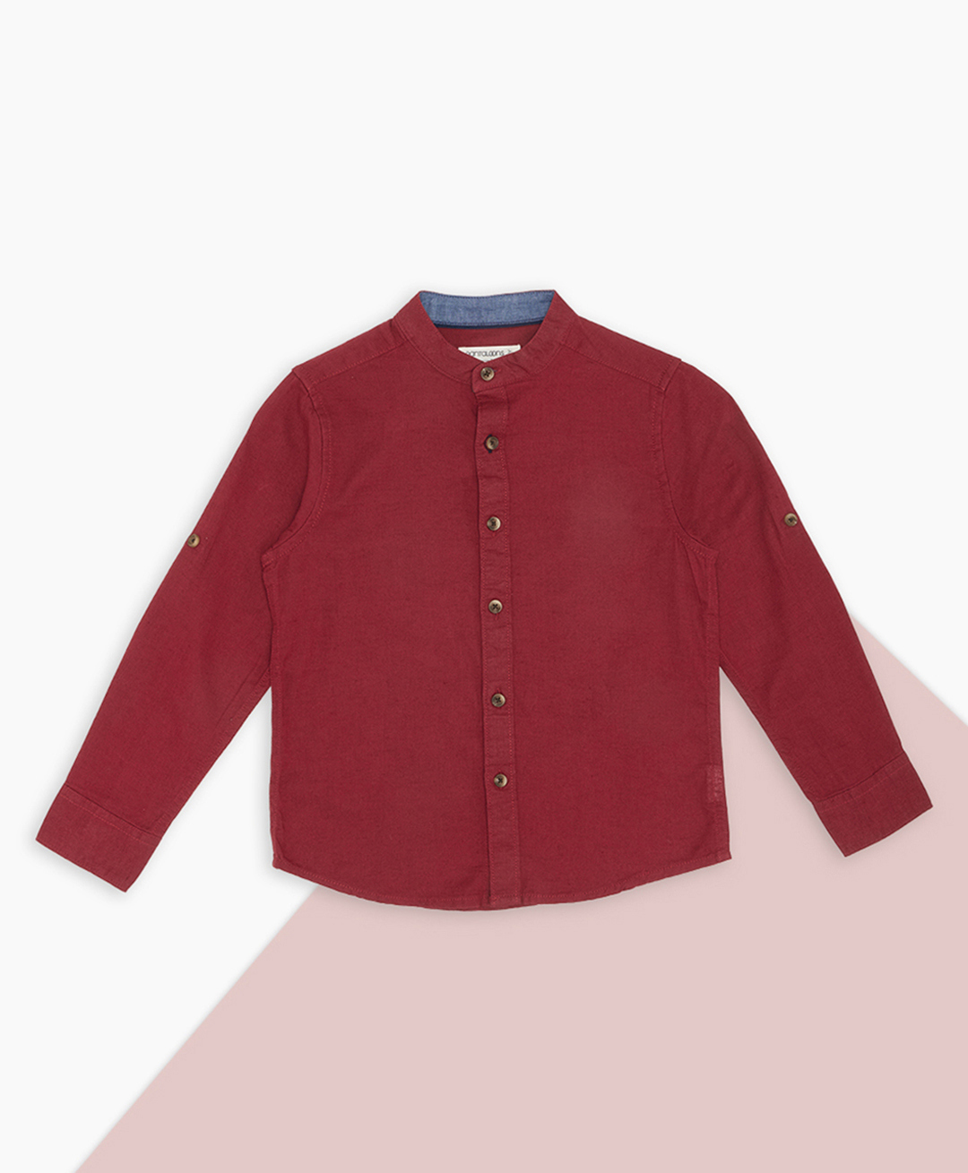 Pantaloons Junior Cotton Flax Woven Full Sleeves Solid Shirt - Red-picture-26