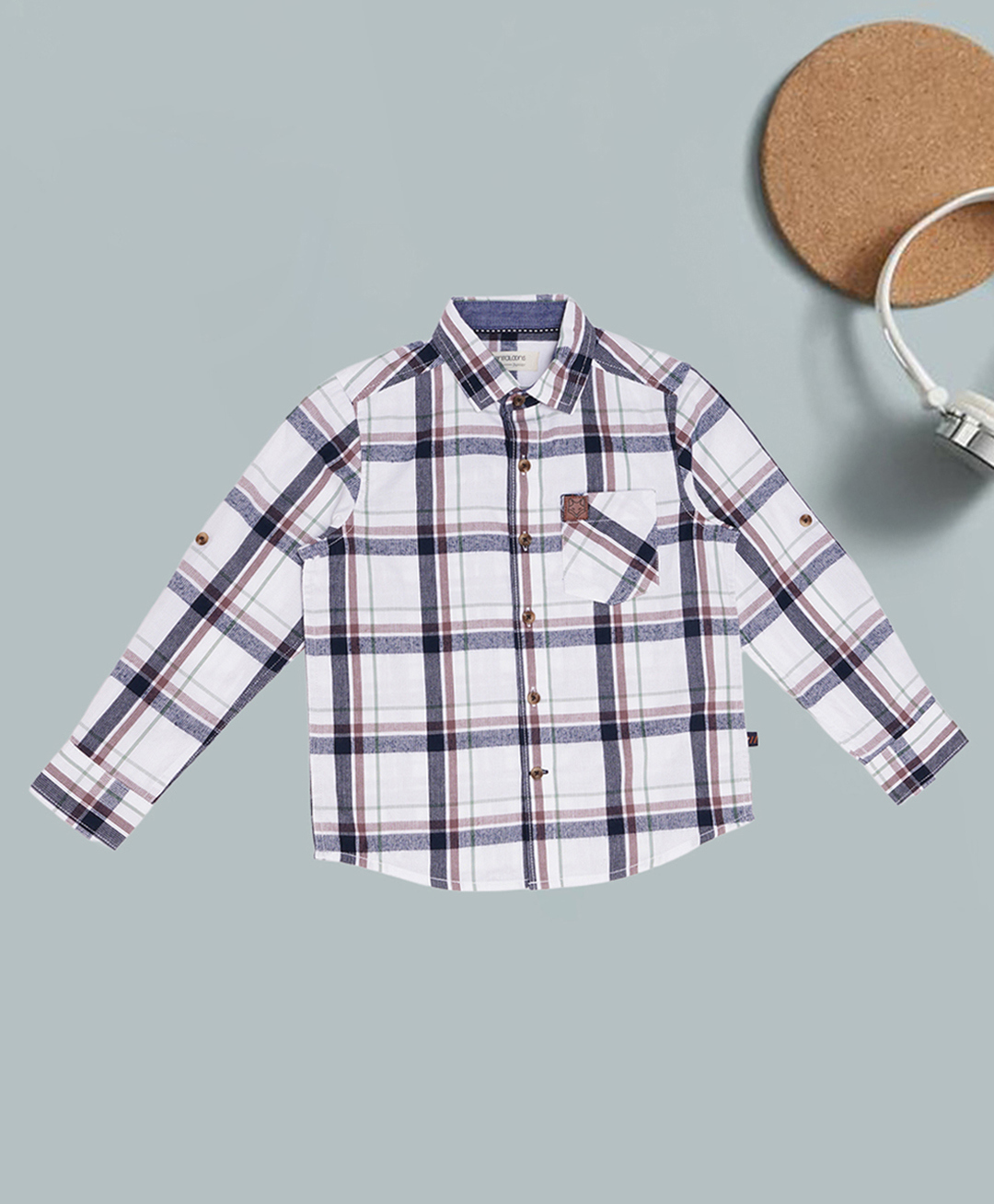 Pantaloons Junior Cotton Woven Full Sleeves Tartan Checked Shirt - White-picture-43