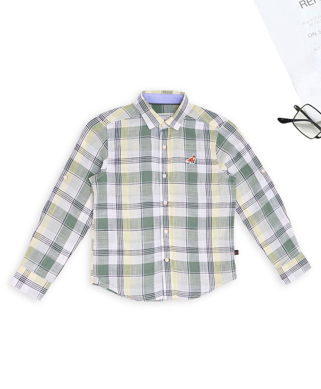 Pantaloons Junior Cotton Woven Full Sleeves Tartan Checked Shirt - Green-picture-36
