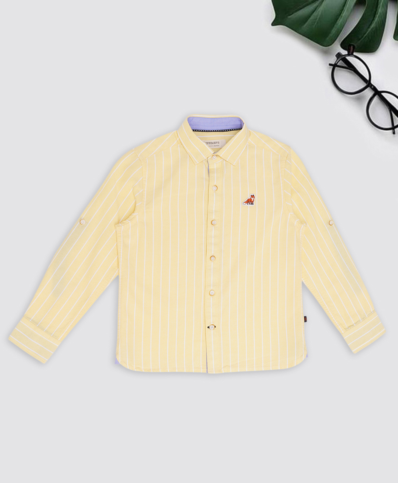 Pantaloons Junior Cotton Woven Full Sleeves Striped Shirt - Yellow-picture-20