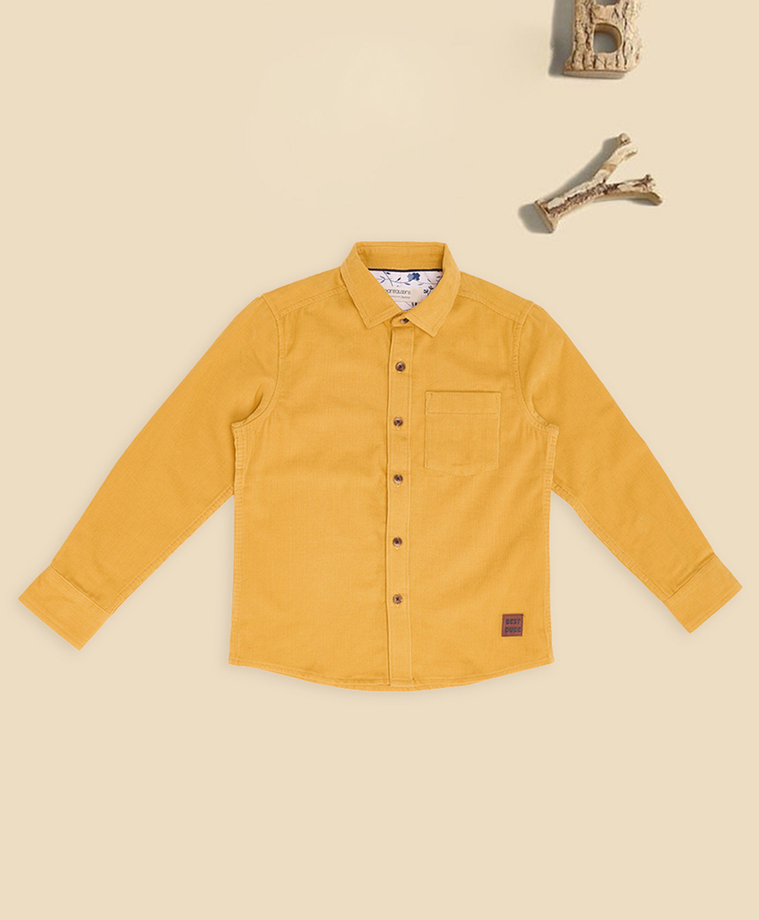 Pantaloons Junior Cotton Woven Full Sleeves Solid Shirt - Yellow-picture-22