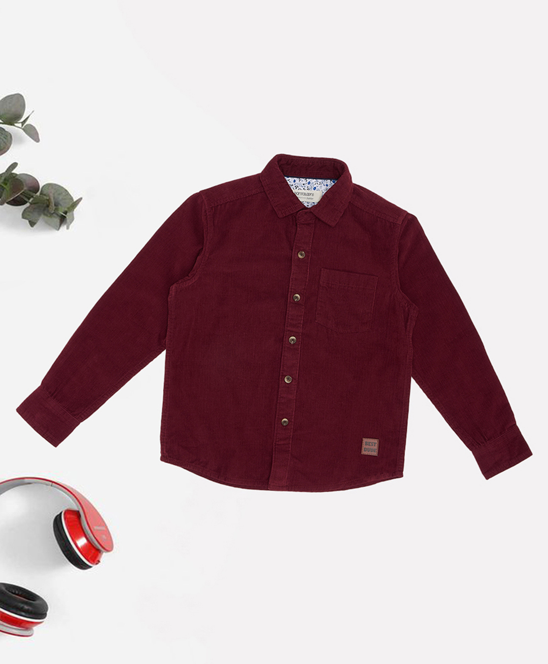 Pantaloons Junior Cotton Woven Full Sleeves Solid Shirt - Maroon-picture-24