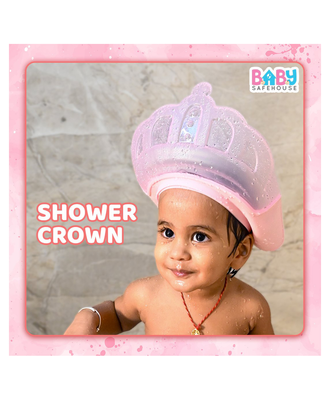 BabySafeHouse Shower Cap Shield for Kids, Bath Visor in Crown Shape to Protect Eyes & Ears of Toddlers and Children while Bathing, Silicon Shampoo Hat (Pink Color)-image-28