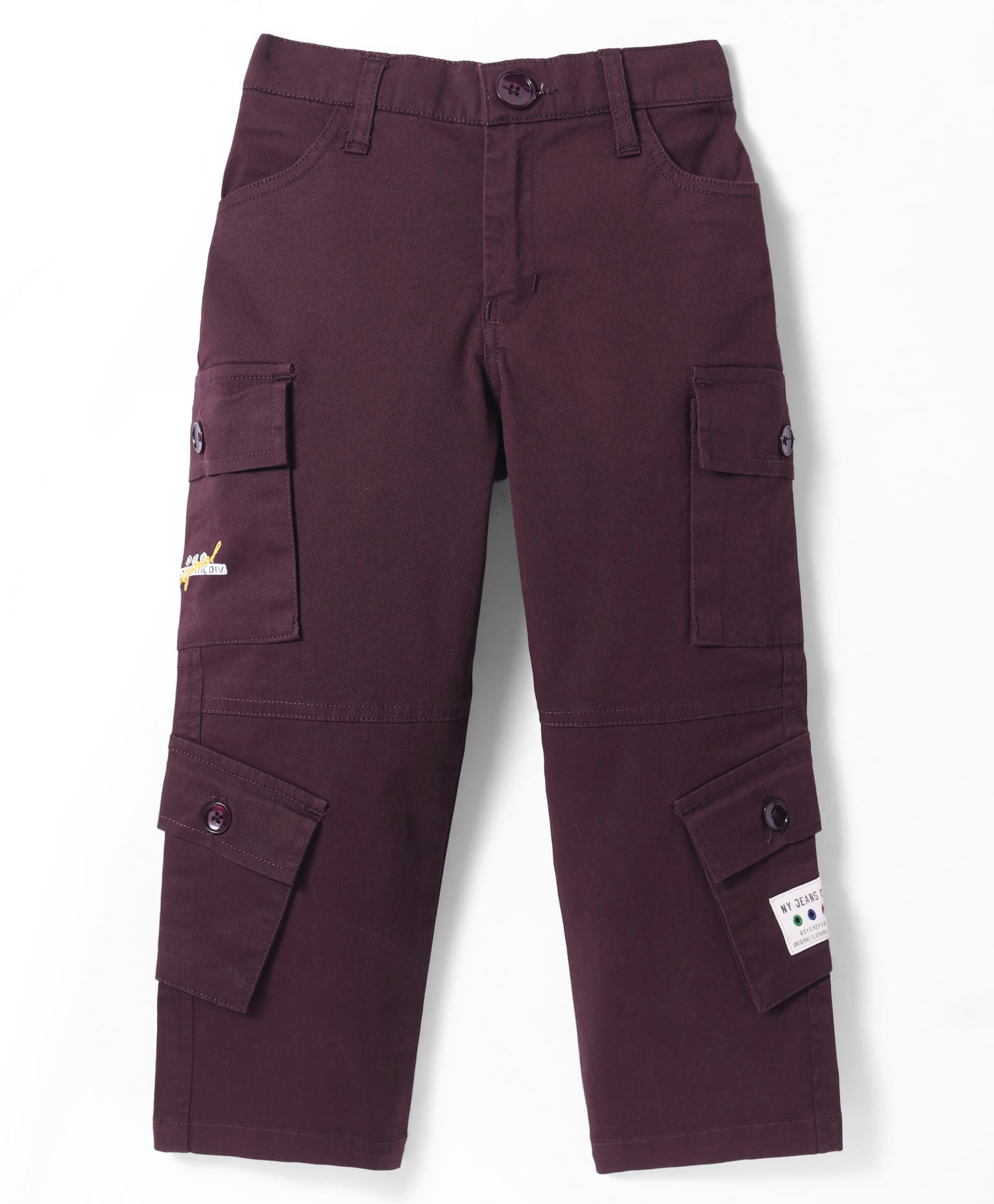 Noddy Typography Embroidered Pant - Maroon-picture-21